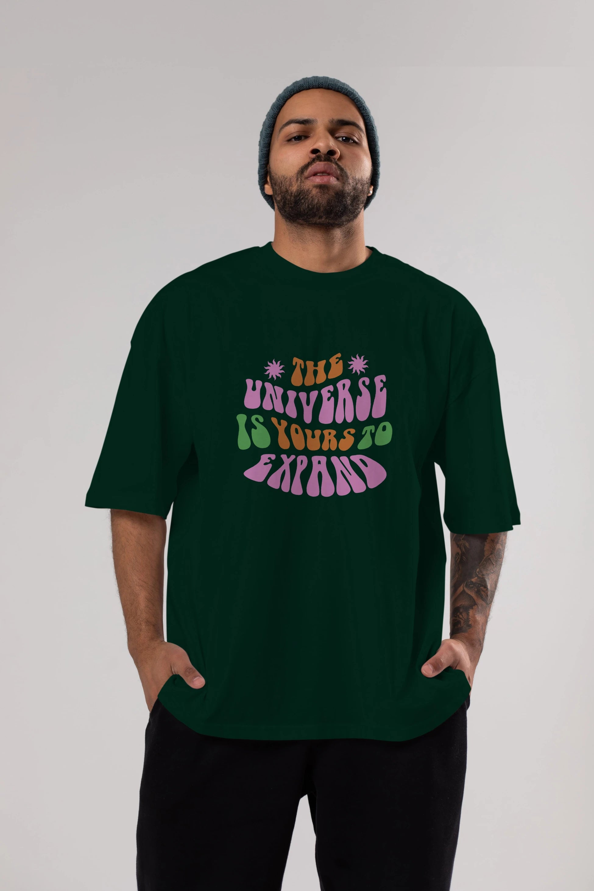 The Universe is Yours Yazılı Ön Baskılı Oversize t-shirt Erkek Kadın Unisex