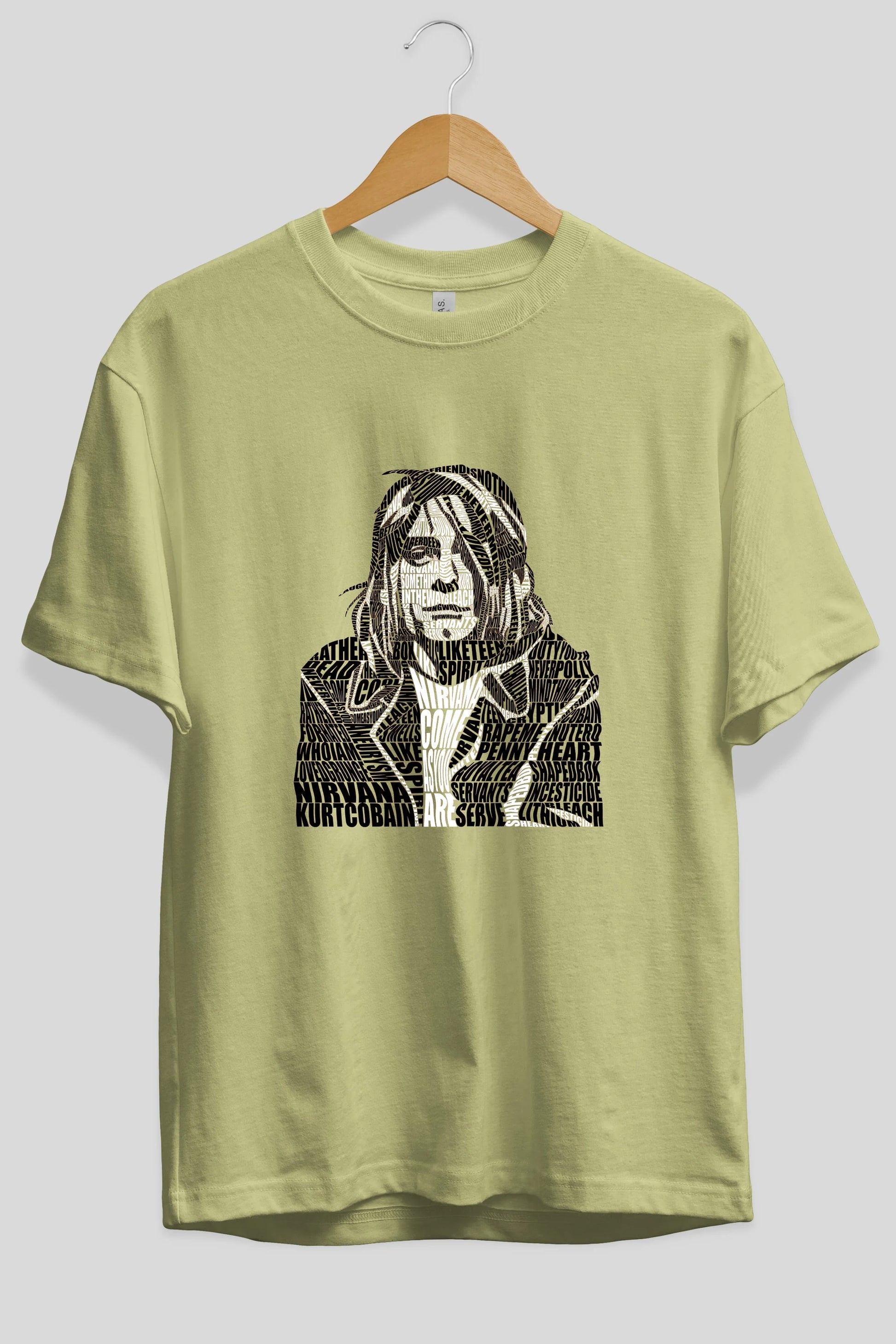 Kurt Cobain Calligram Ön Baskılı Oversize t-shirt %100 pamuk Erkek Kadın Unisex