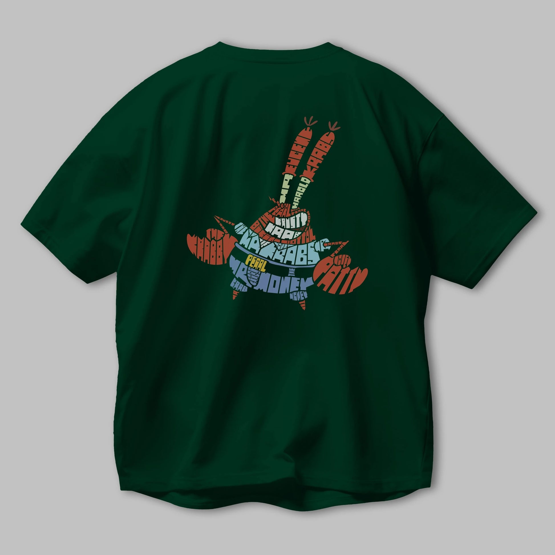 Mr Krabs Arka Baskılı Oversize t-shirt %100 pamuk Erkek Kadın Unisex