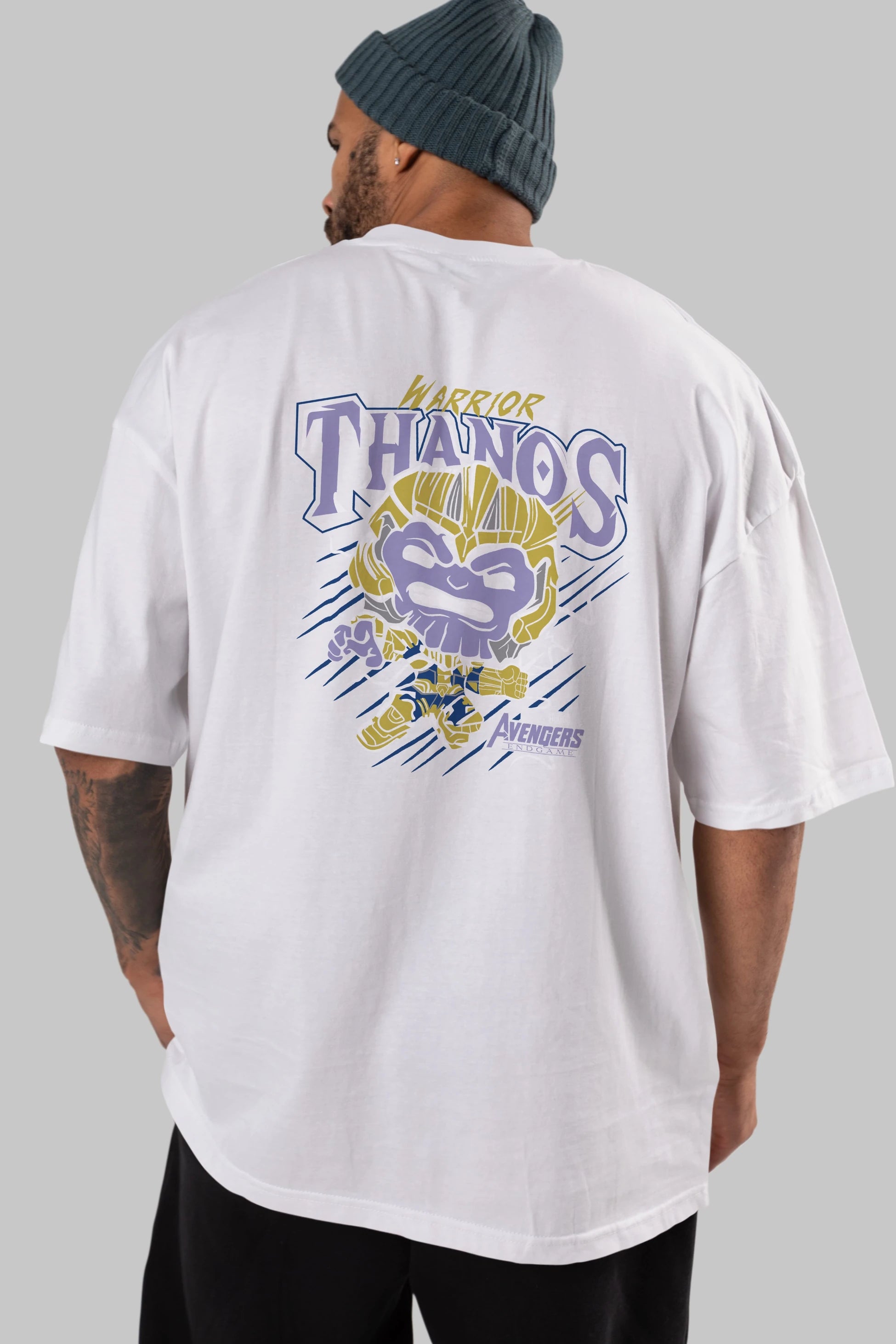 Thanos (2) Arka Baskılı Oversize t-shirt Erkek Kadın Unisex %100 Pamuk Bisiklet Yaka tişort