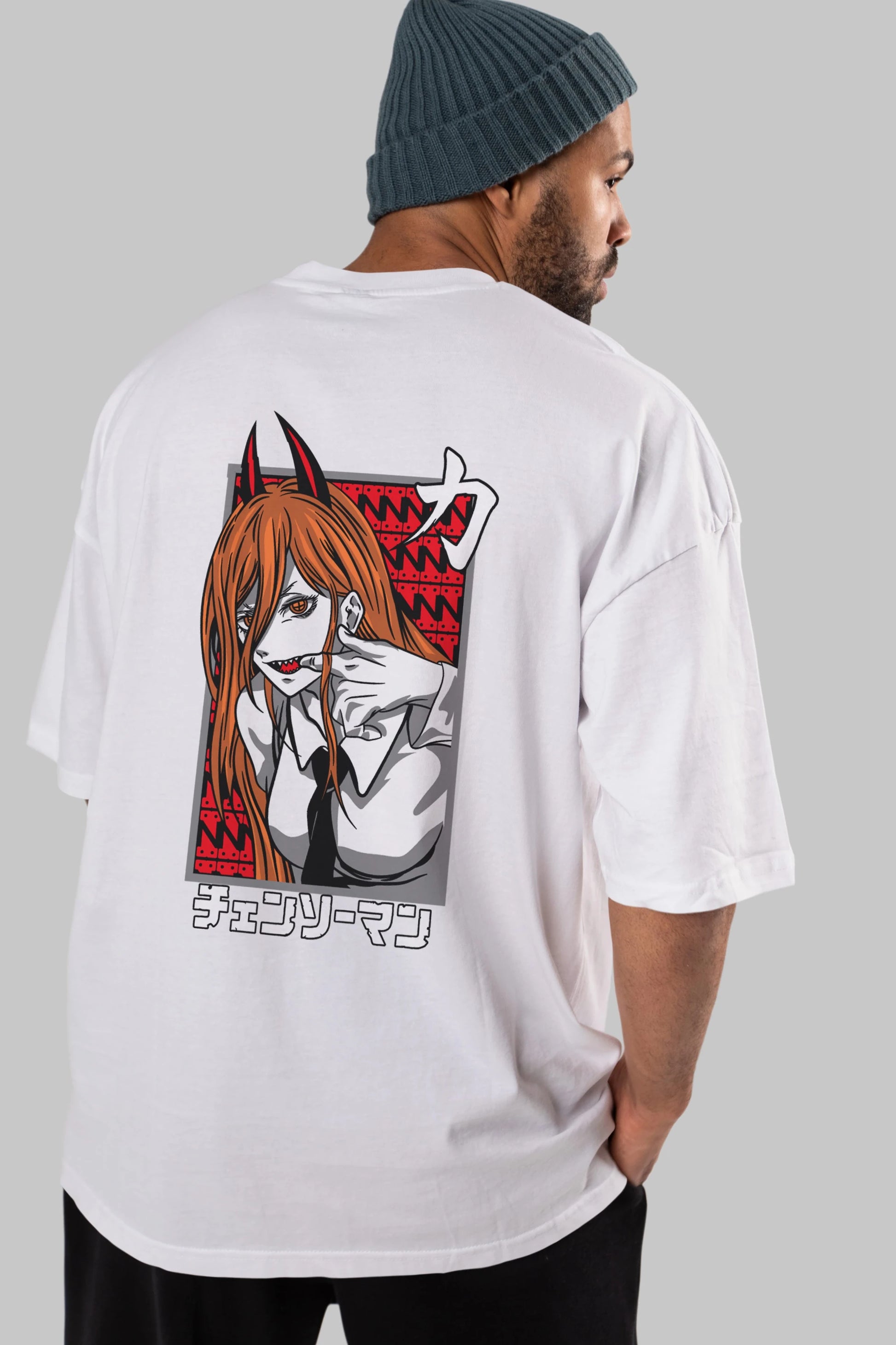CHAINSAWMAN POWER Anime Arka Baskılı Oversize t-shirt Erkek Kadın Unisex