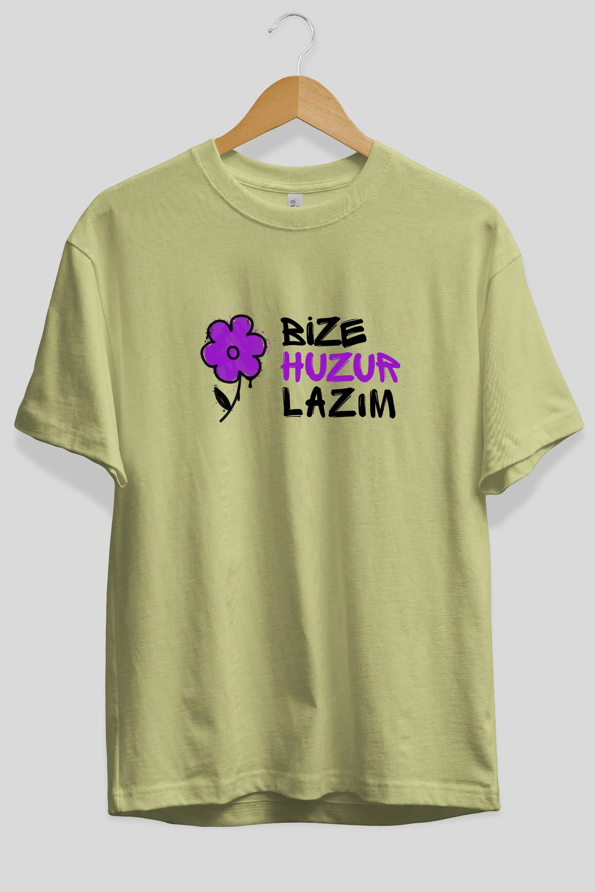 Bize Huzur Lazım Ön Baskılı Oversize t-shirt Erkek Kadın Unisex