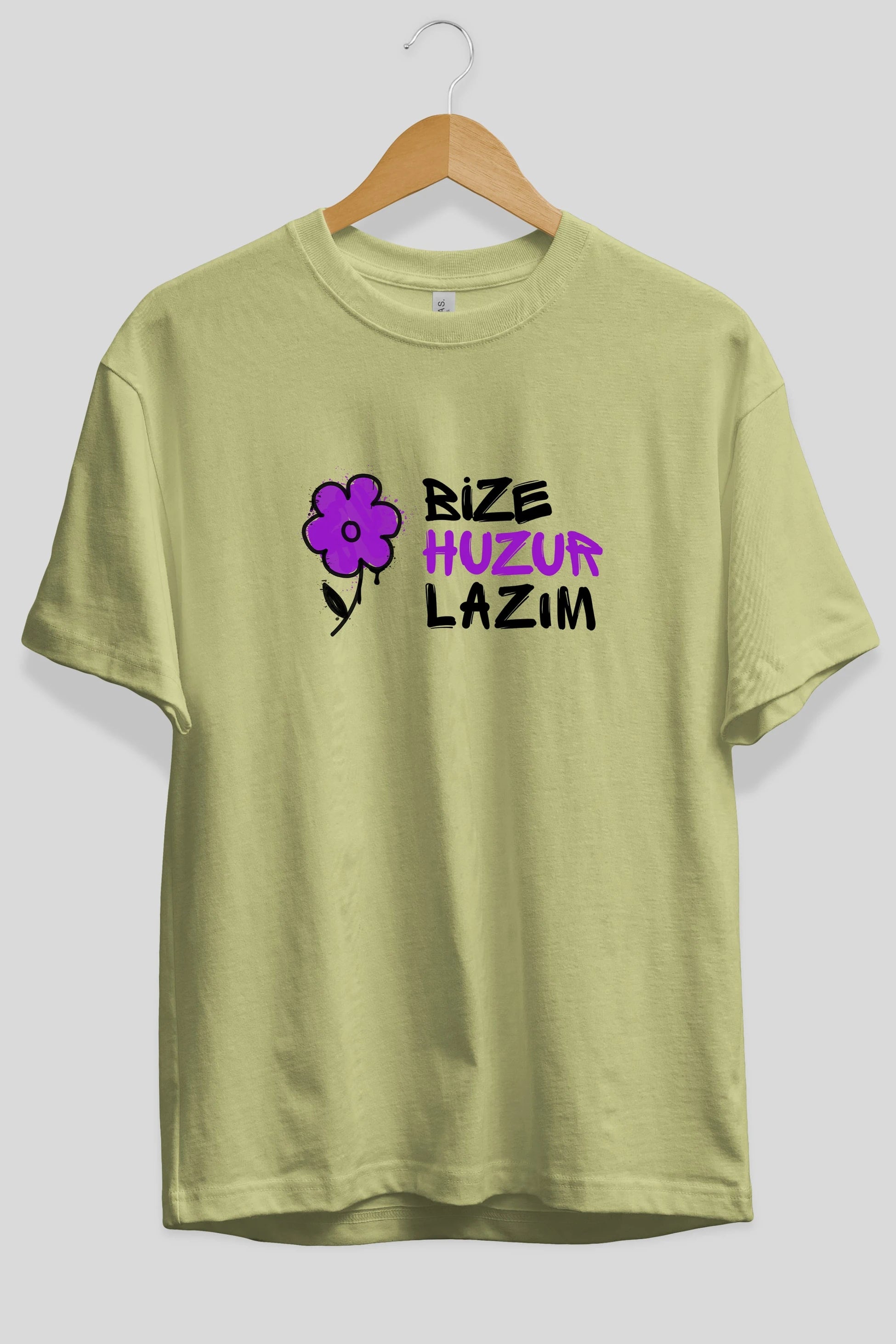 Bize Huzur Lazım Ön Baskılı Oversize t-shirt Erkek Kadın Unisex