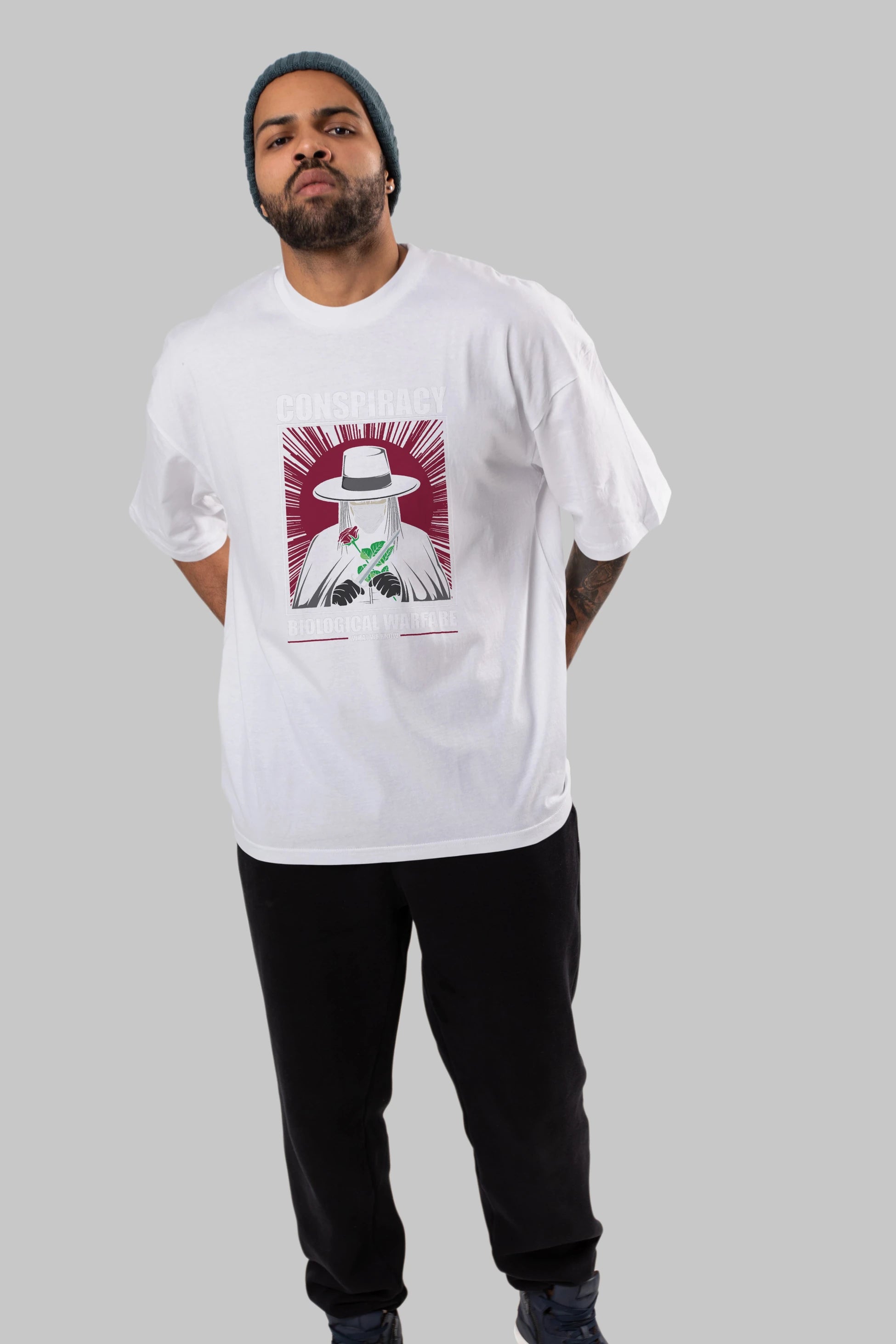 Vendetta Masker Ön Baskılı Oversize t-shirt Erkek Kadın Unisex %100 Pamuk tişort