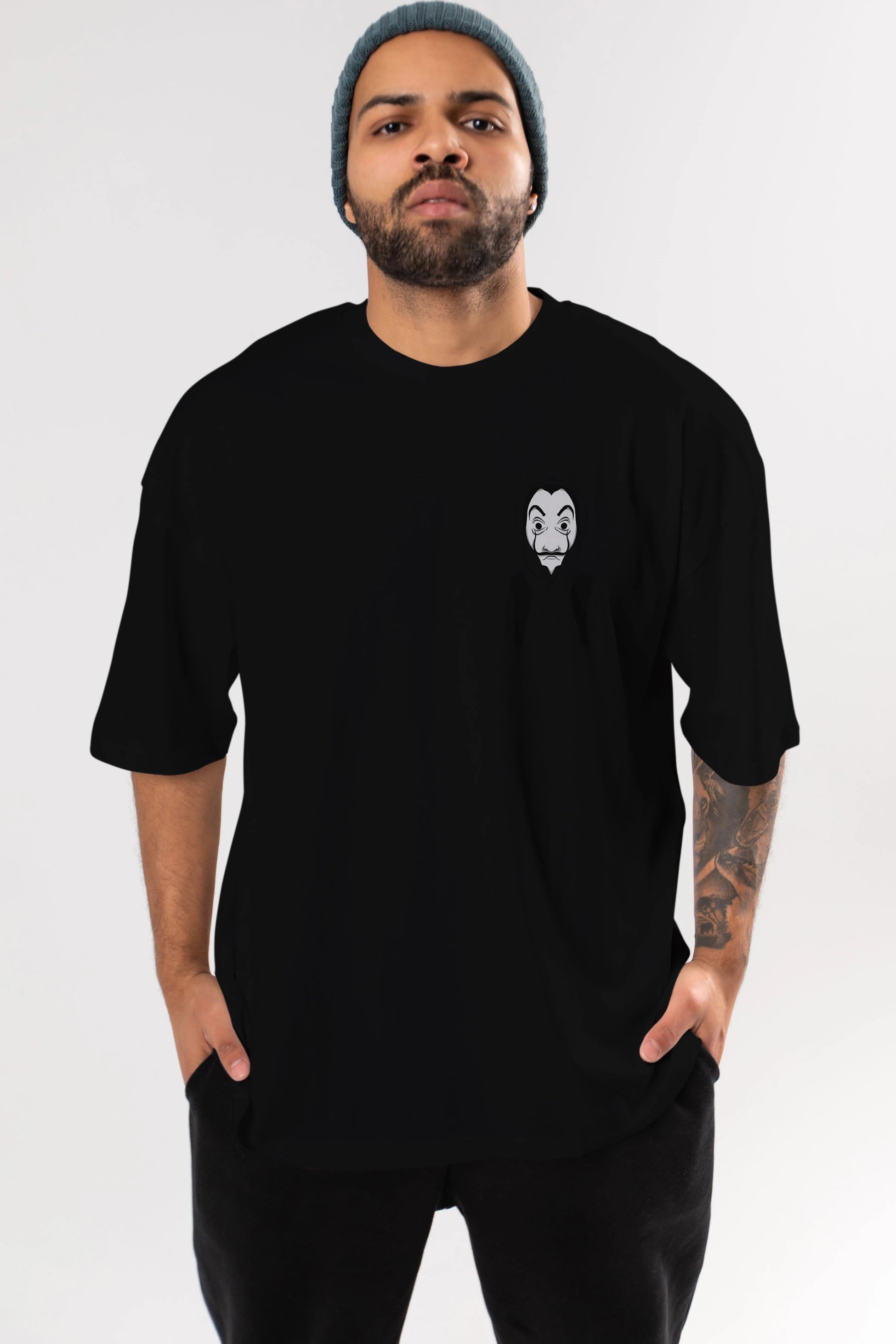 La Casa De Papel (7) Ön Sol Baskılı Oversize t-shirt Erkek Kadın Unisex %100 Pamuk Bisiklet Yaka tişort