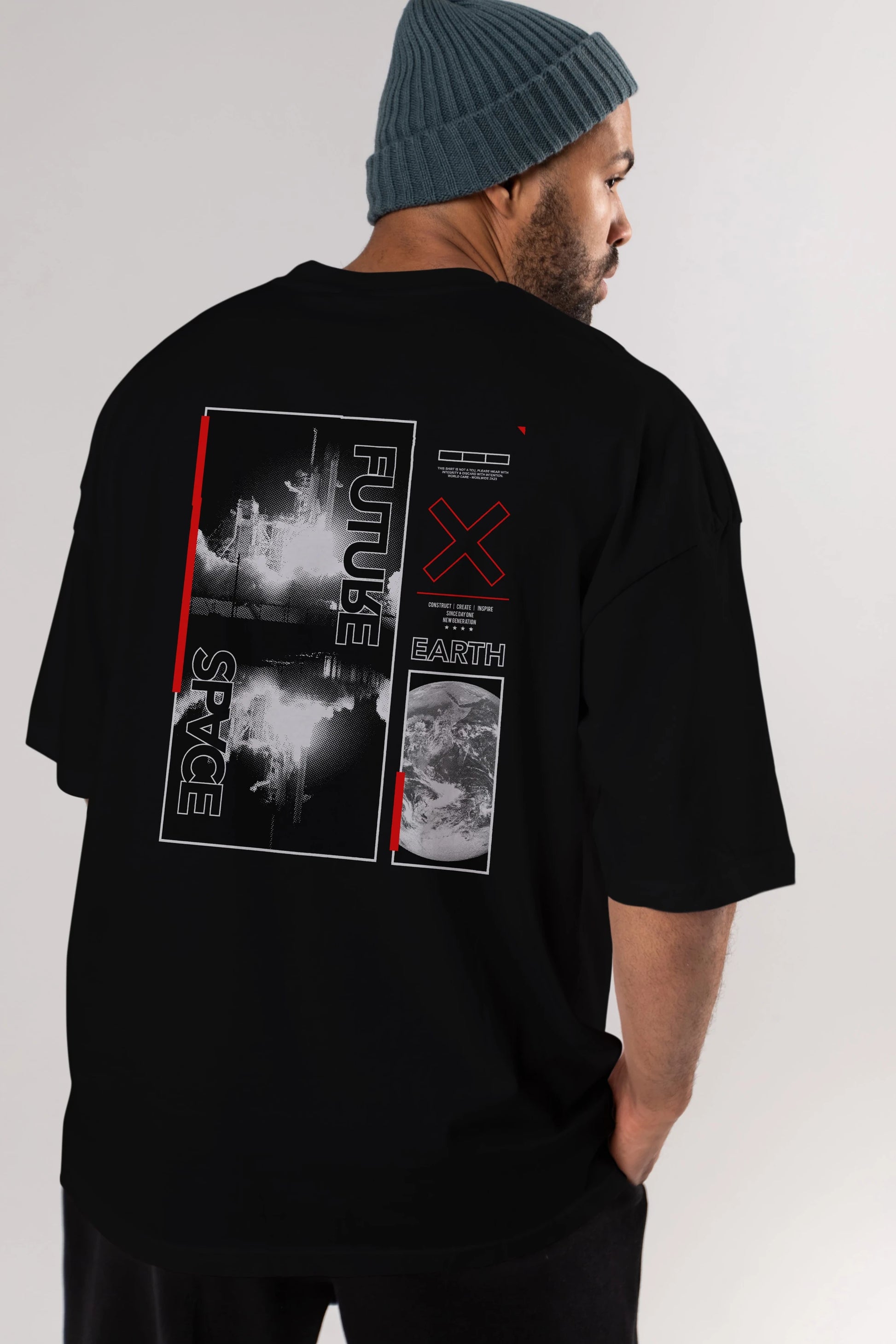 Future Space Arka Baskılı Oversize t-shirt Erkek Kadın Unisex
