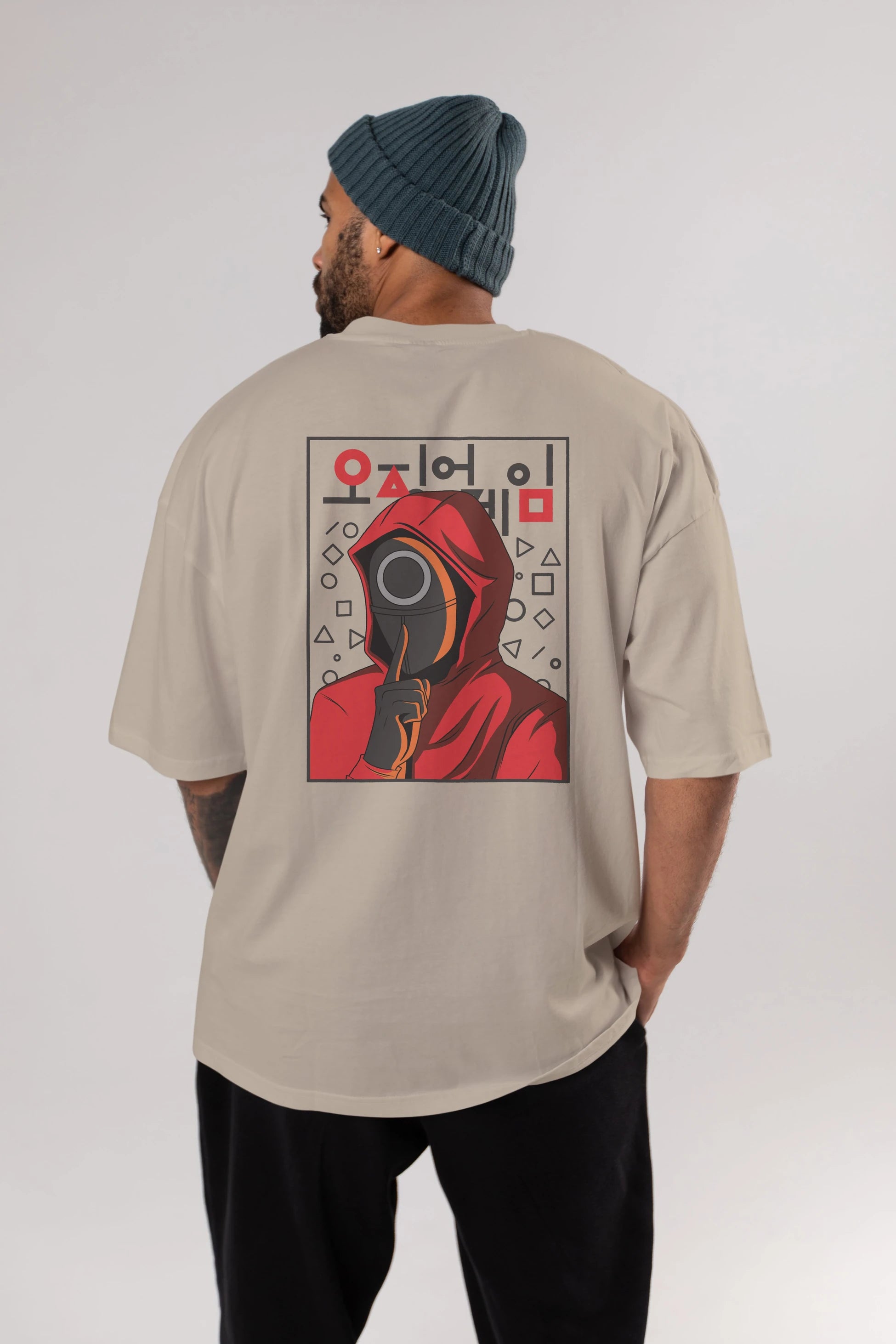 Squid Game (5) Arka Baskılı Oversize t-shirt Erkek Kadın Unisex %100 Pamuk Bisiklet Yaka tişort
