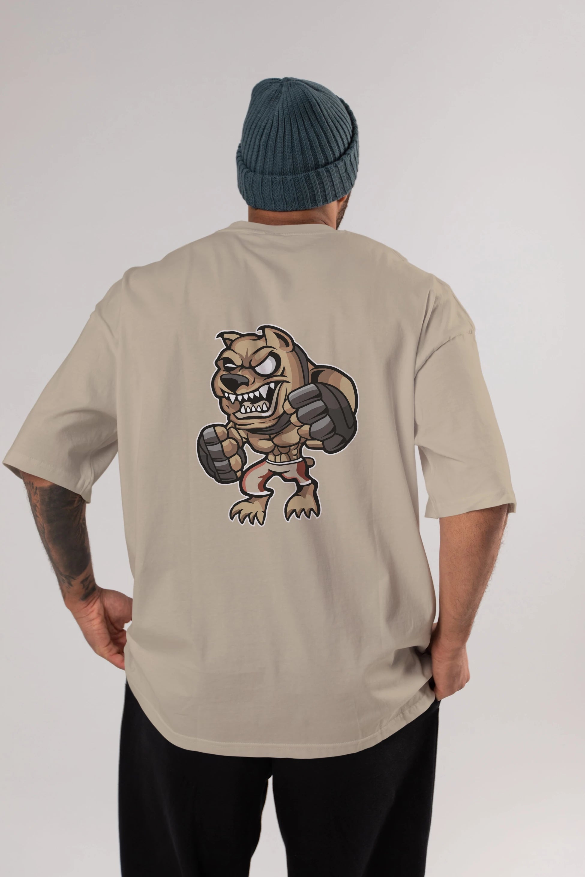 MMA Dog Arka Baskılı Oversize t-shirt Erkek Kadın Unisex %100 Pamuk tişort