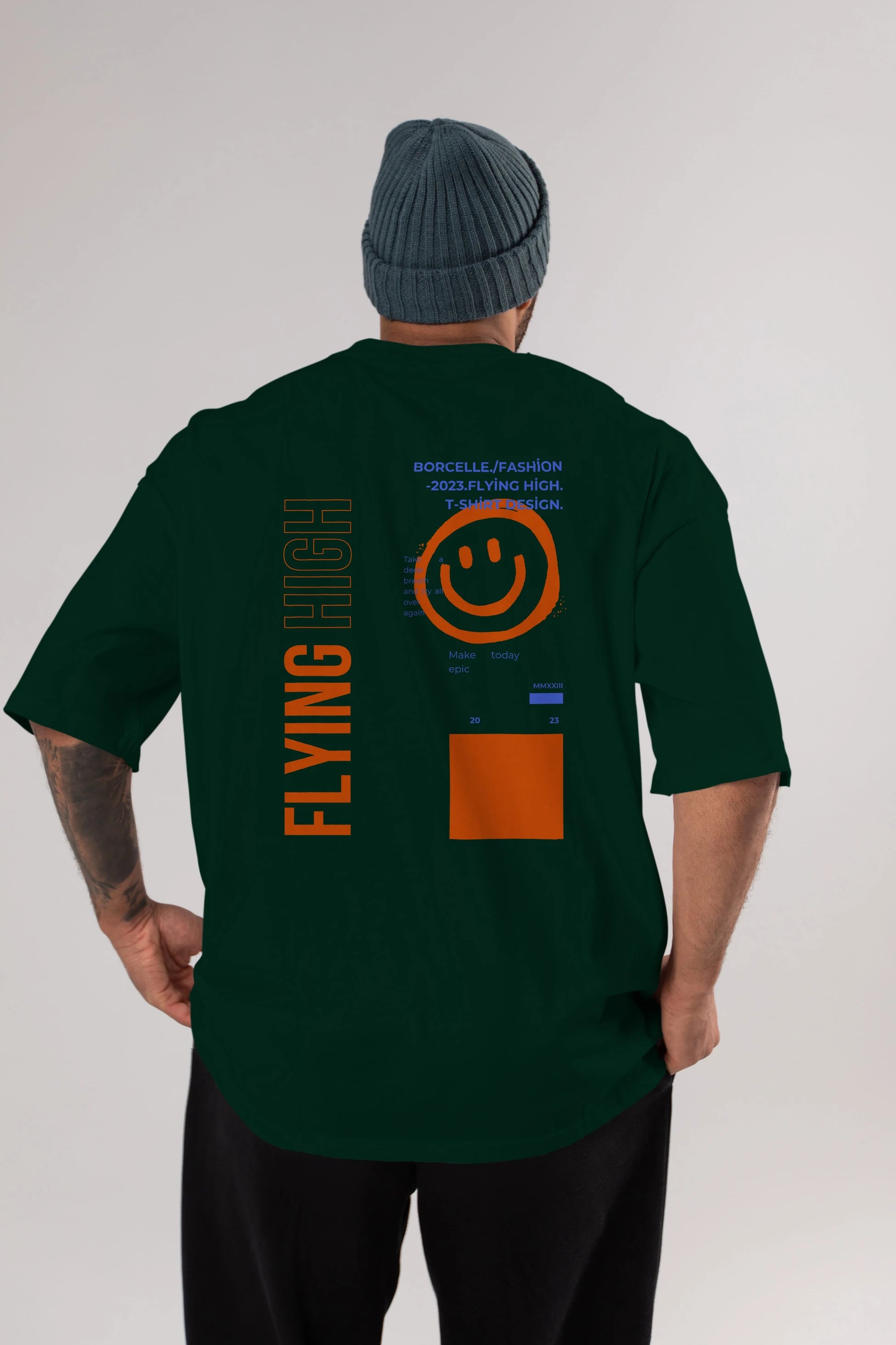 Flying High Yazılı Arka Baskılı Oversize t-shirt Erkek Kadın Unisex