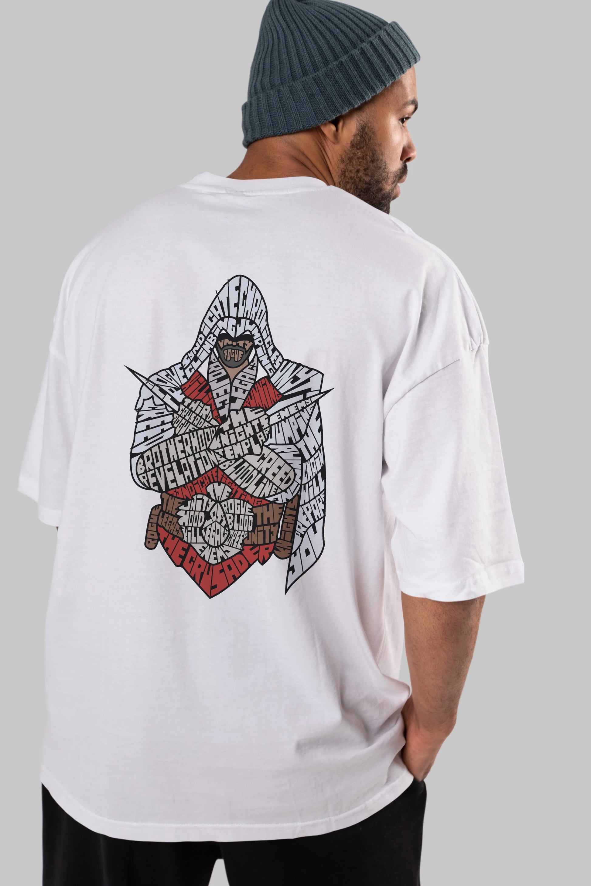 Assassins Arka Baskılı Oversize t-shirt %100 pamuk Erkek Kadın Unisex