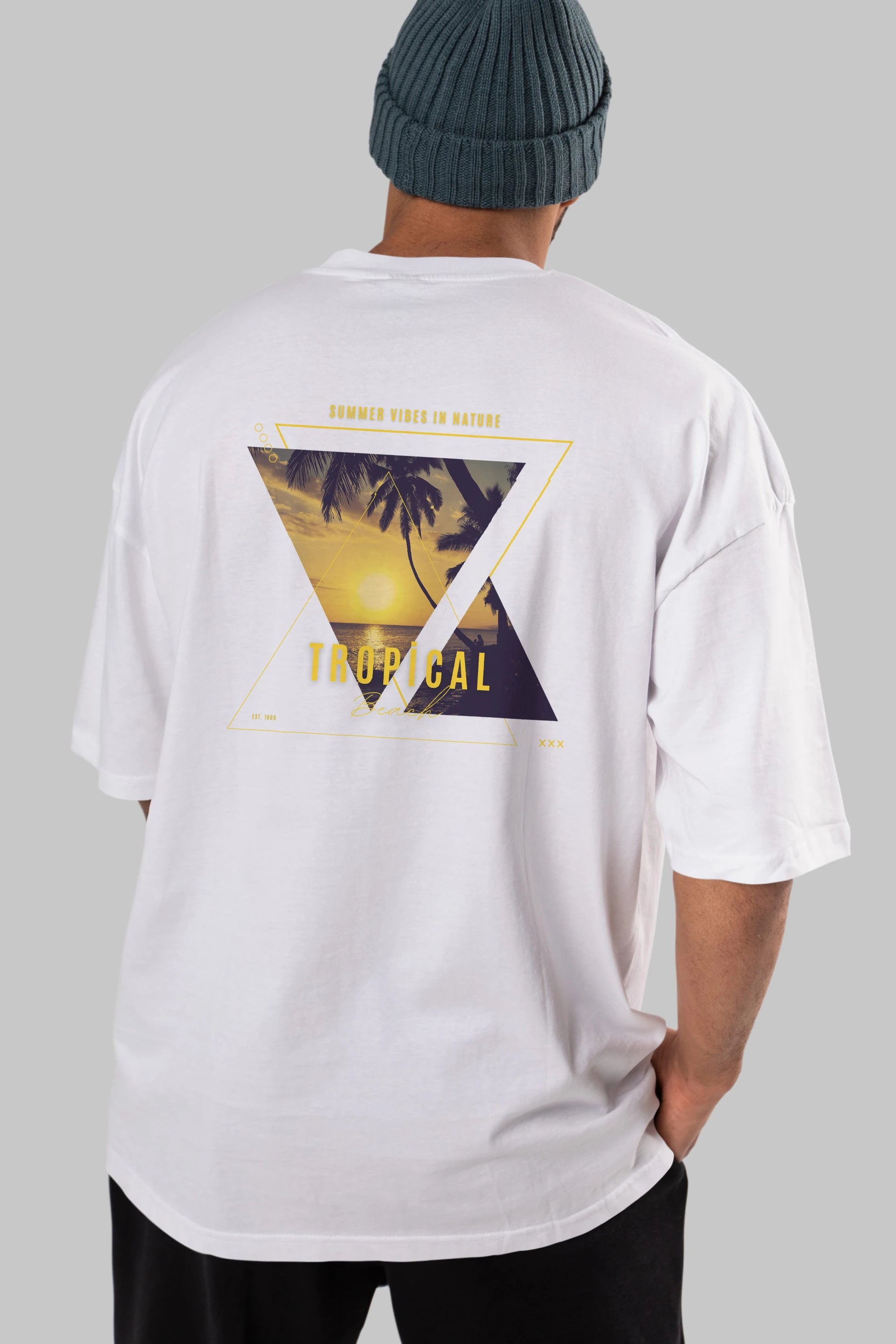 Summer Vibes Yazılı Arka Baskılı Oversize t-shirt Erkek Kadın Unisex
