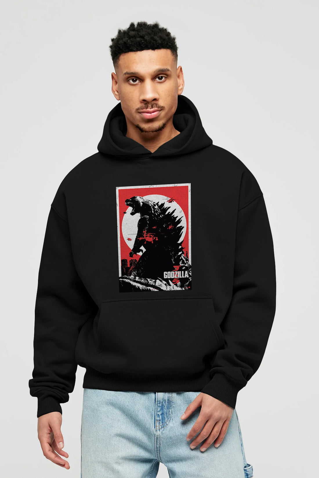 Godzilla (2) Ön Baskılı Hoodie Oversize Kapüşonlu Sweatshirt Erkek Kadın Unisex