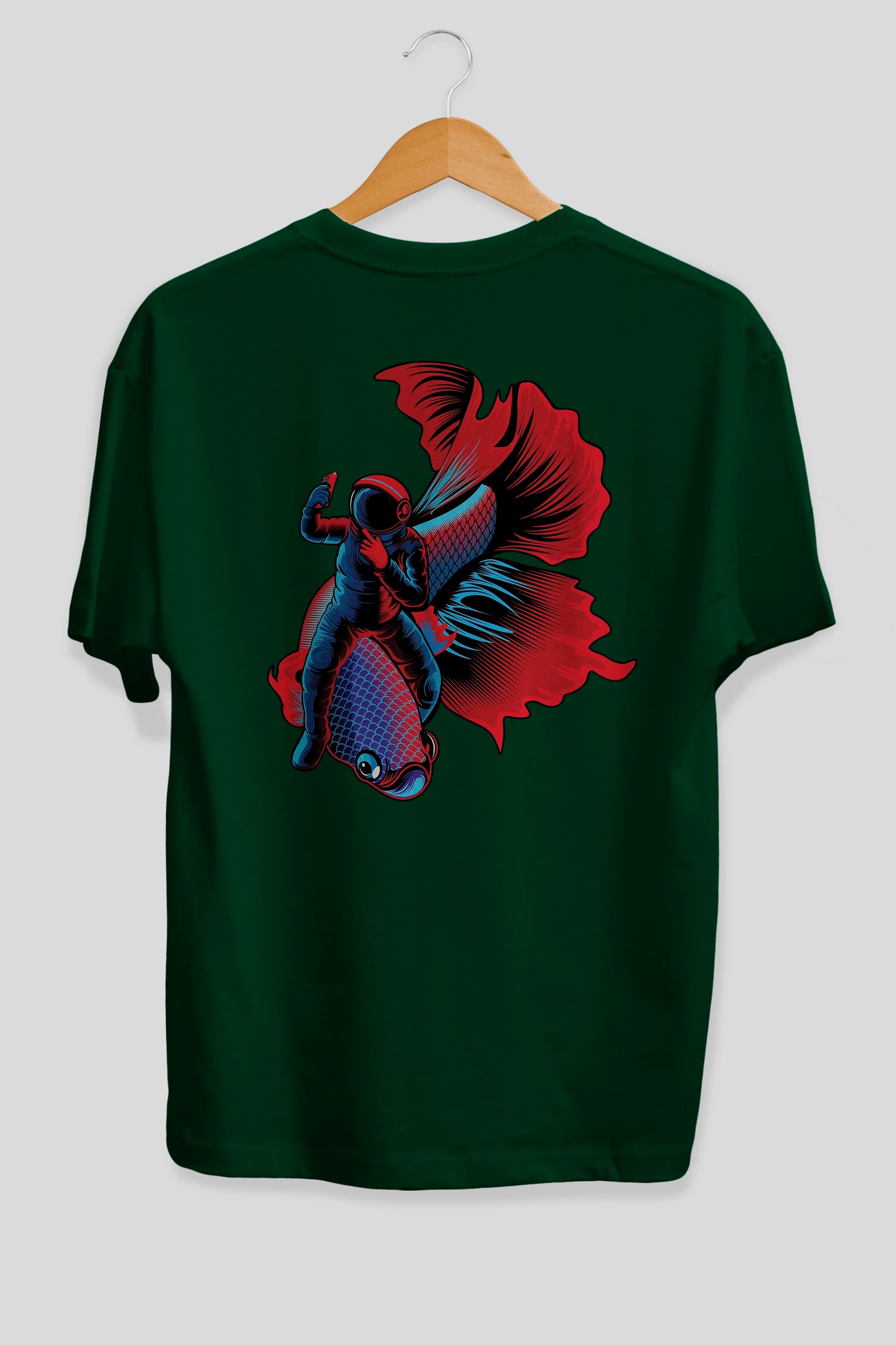 Astrofish selfie Arka Baskılı Oversize t-shirt Erkek Kadın Unisex