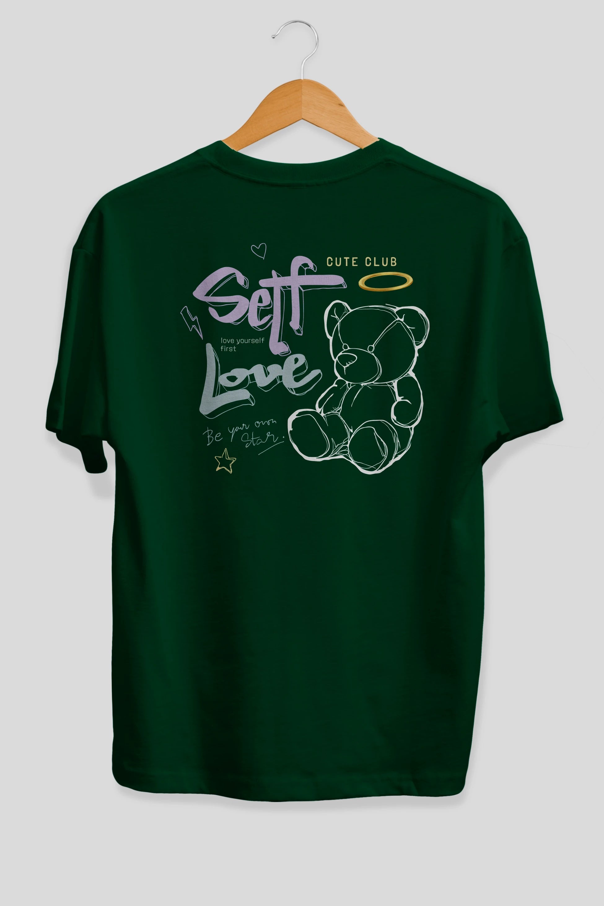 Self Love Bear Arka Baskılı Oversize t-shirt Erkek Kadın Unisex
