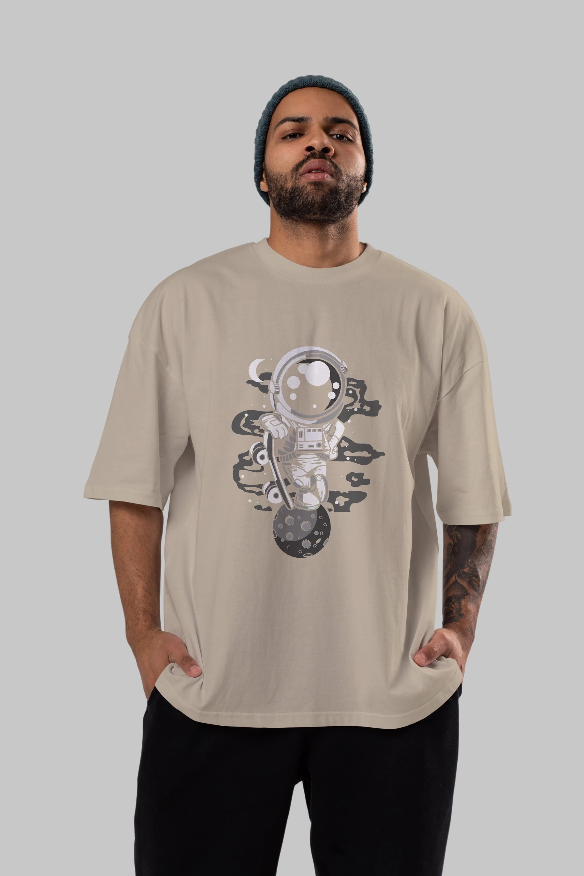 Astronaut Skater Boy Ön Baskılı Oversize t-shirt Erkek Kadın Unisex