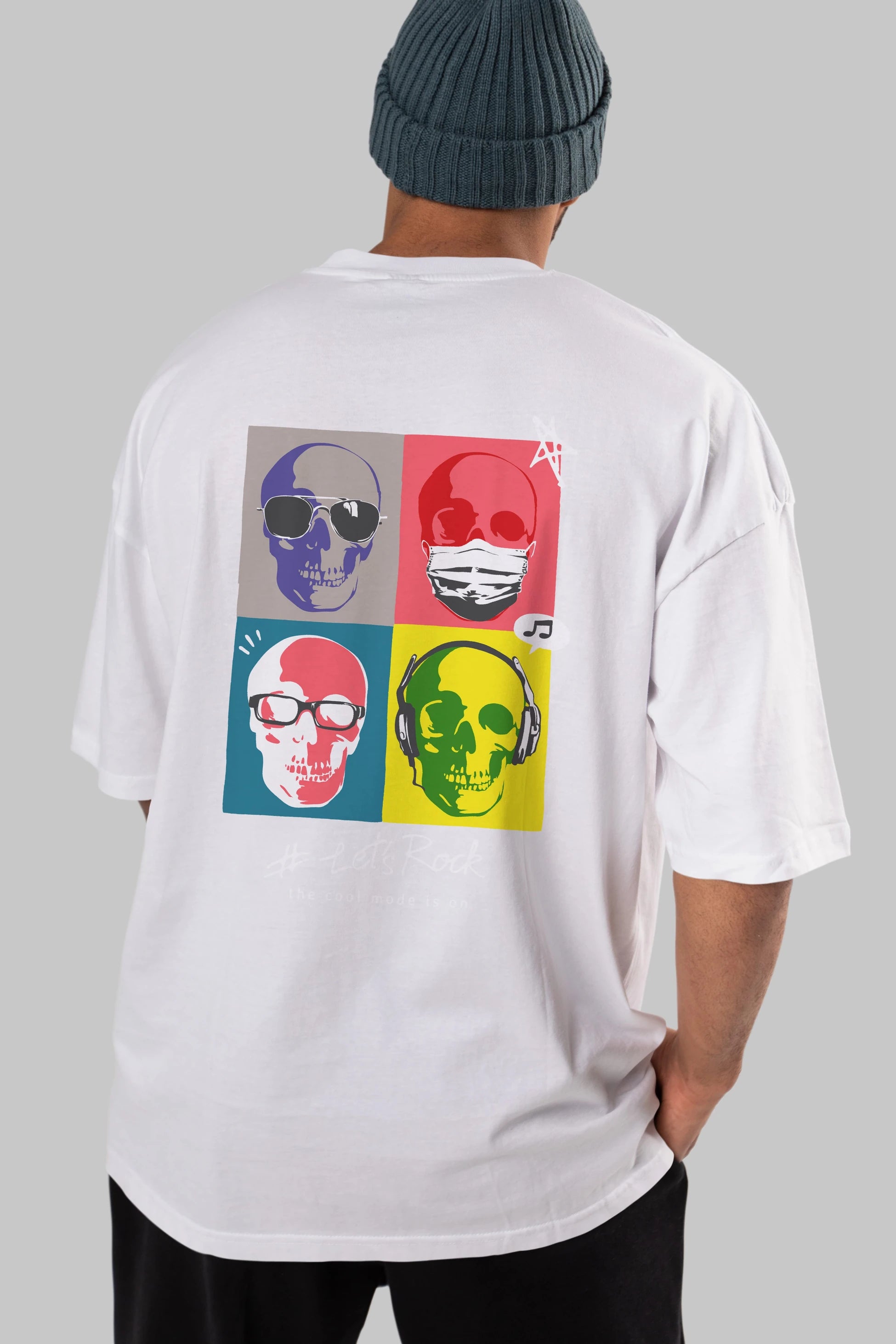 Lets Rock Arka Baskılı Oversize t-shirt Erkek Kadın Unisex