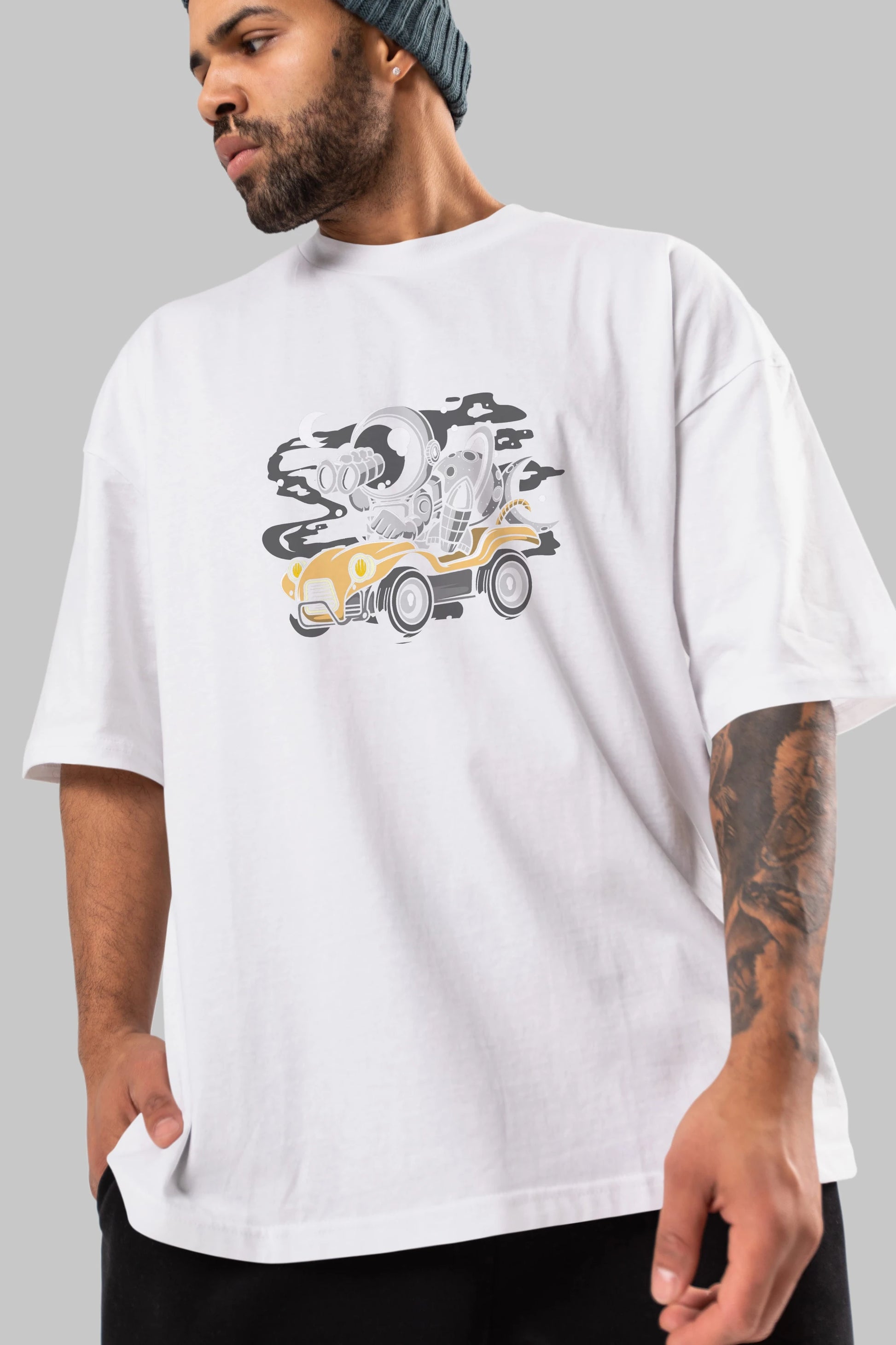 Astronaut Adventure Ön Baskılı Oversize t-shirt Erkek Kadın Unisex