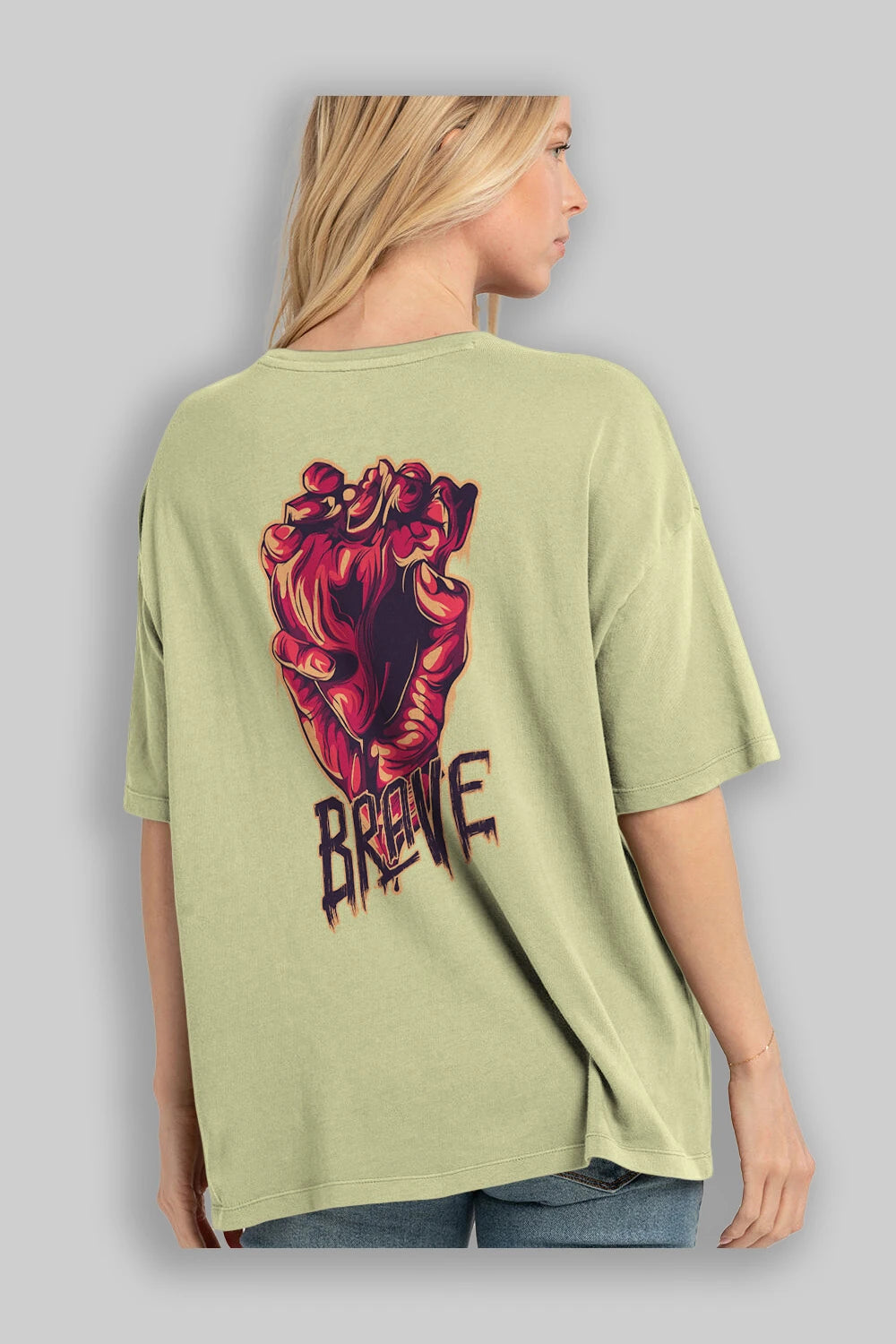 Brave Streetwear Arka Baskılı Oversize t-shirt Erkek Kadın Unisex