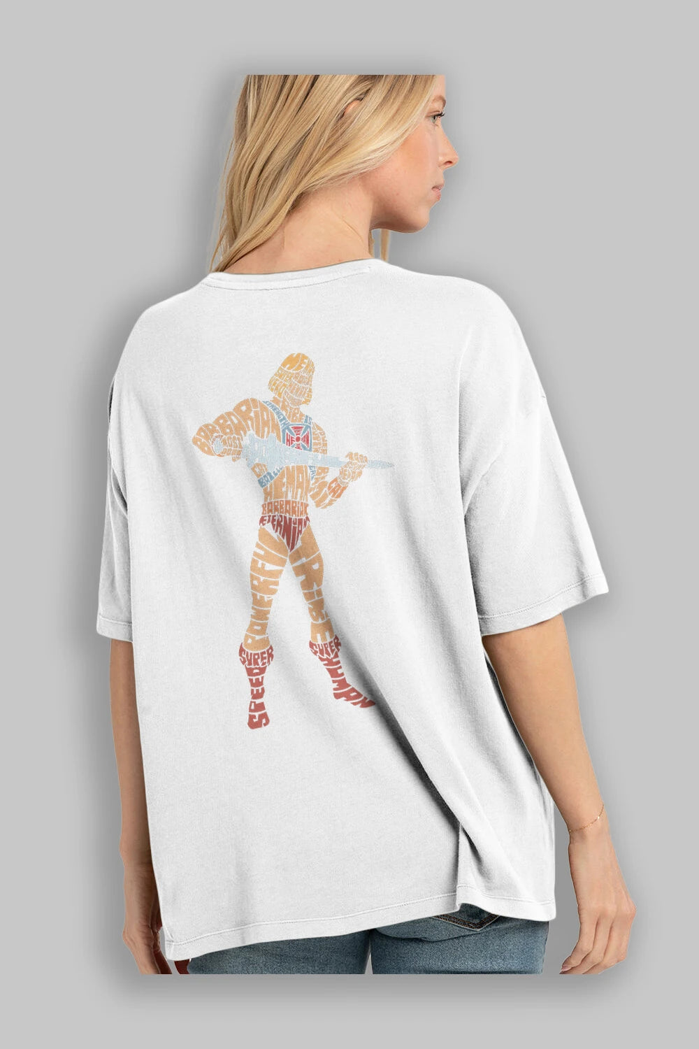 Heman Arka Baskılı Oversize t-shirt %100 pamuk Erkek Kadın Unisex