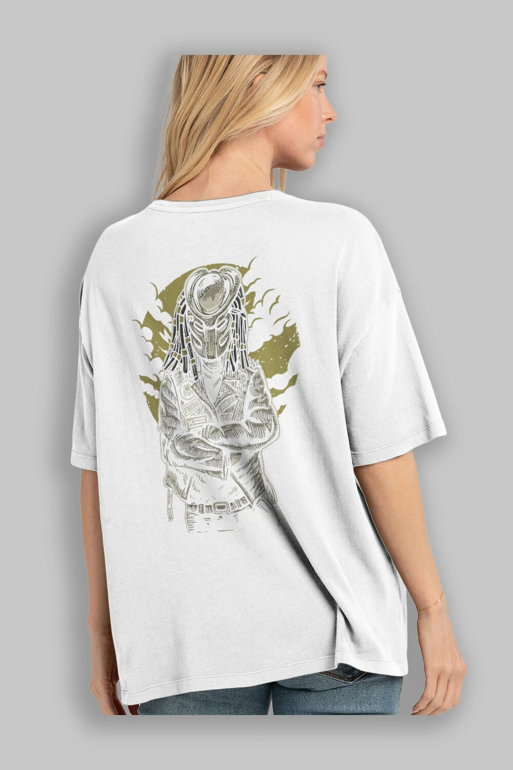 Predator Arka Baskılı Oversize t-shirt Erkek Kadın Unisex %100 Pamuk