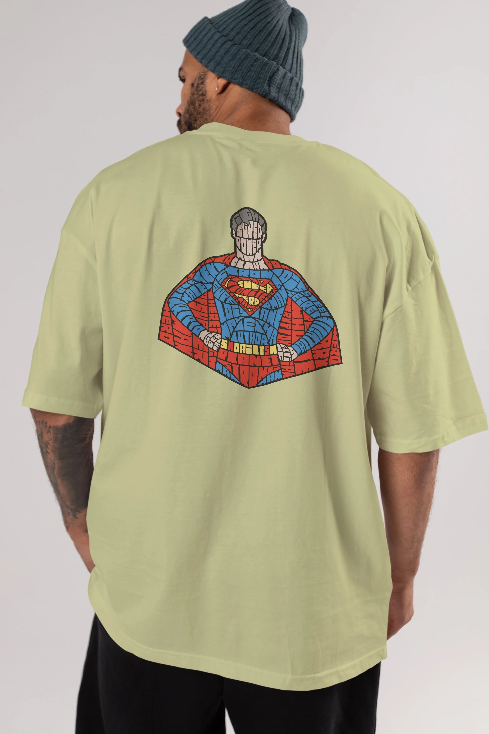 Kryptonian Arka Baskılı Oversize t-shirt %100 pamuk Erkek Kadın Unisex