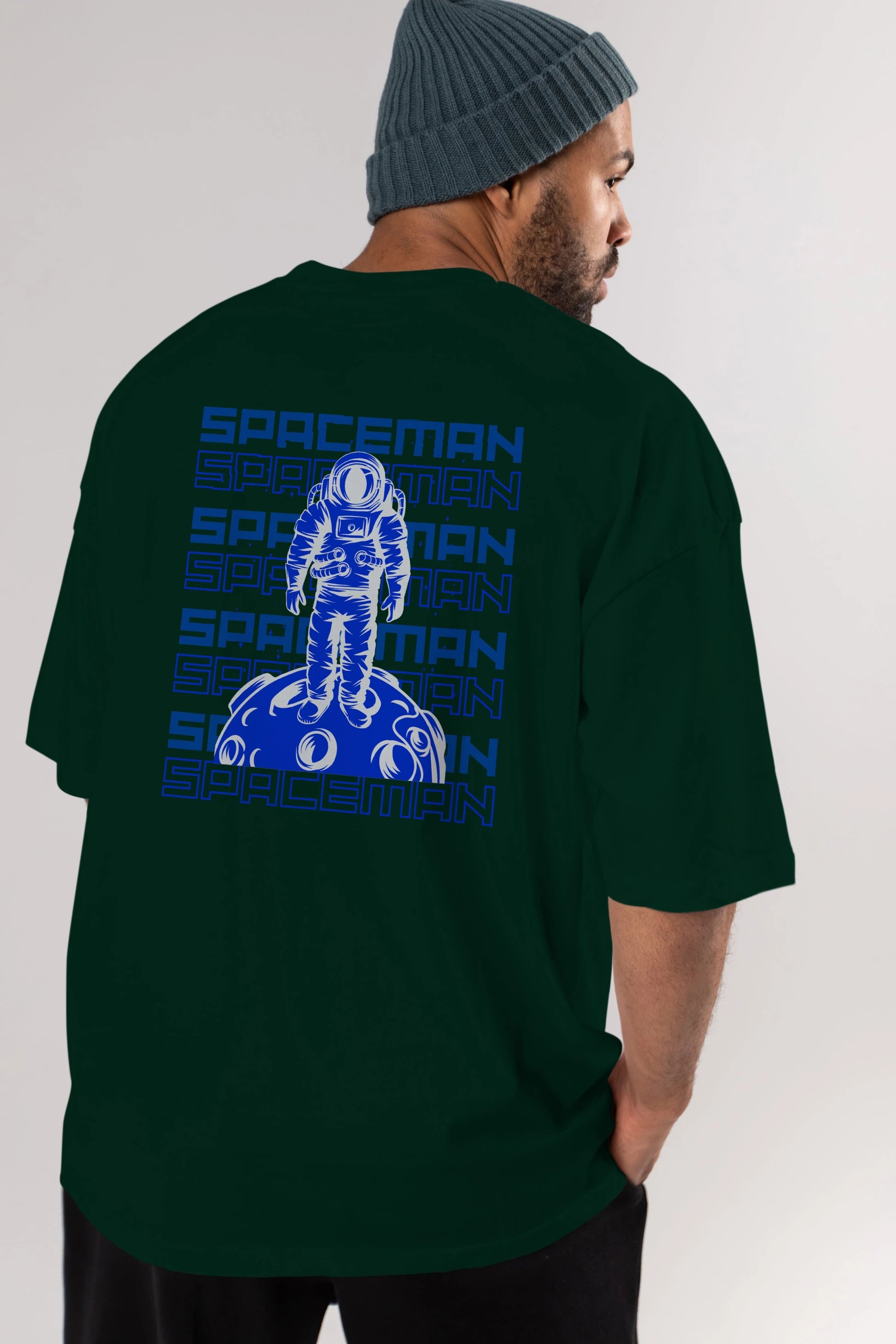 Spaceman Yazılı Arka Baskılı Oversize t-shirt Erkek Kadın Unisex