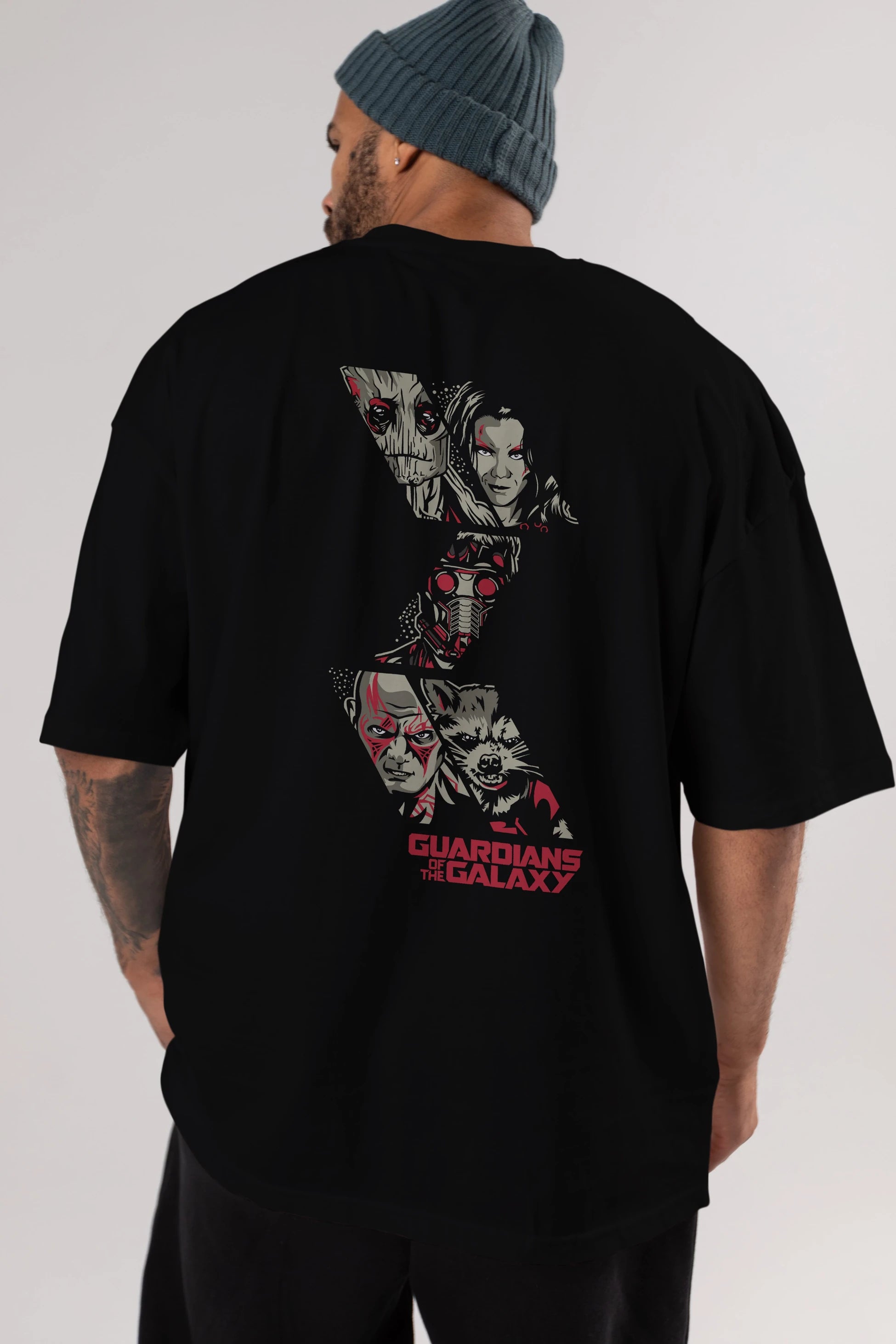 Guardians of The Galaxy (2) Arka Baskılı Oversize t-shirt Erkek Kadın Unisex %100 Pamuk Bisiklet Yaka tişort
