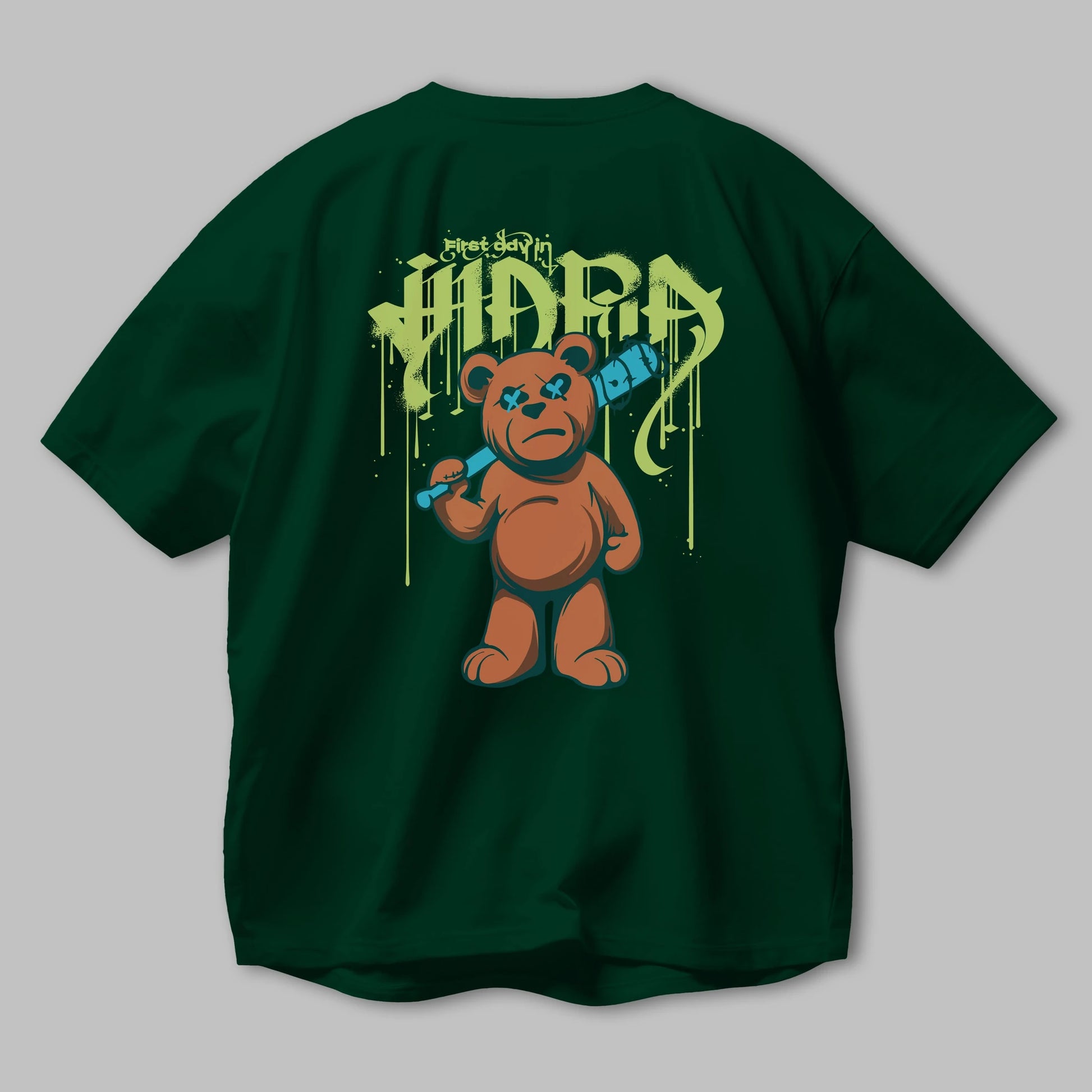 Hidra Bear Arka Baskılı Oversize t-shirt Erkek Kadın Unisex