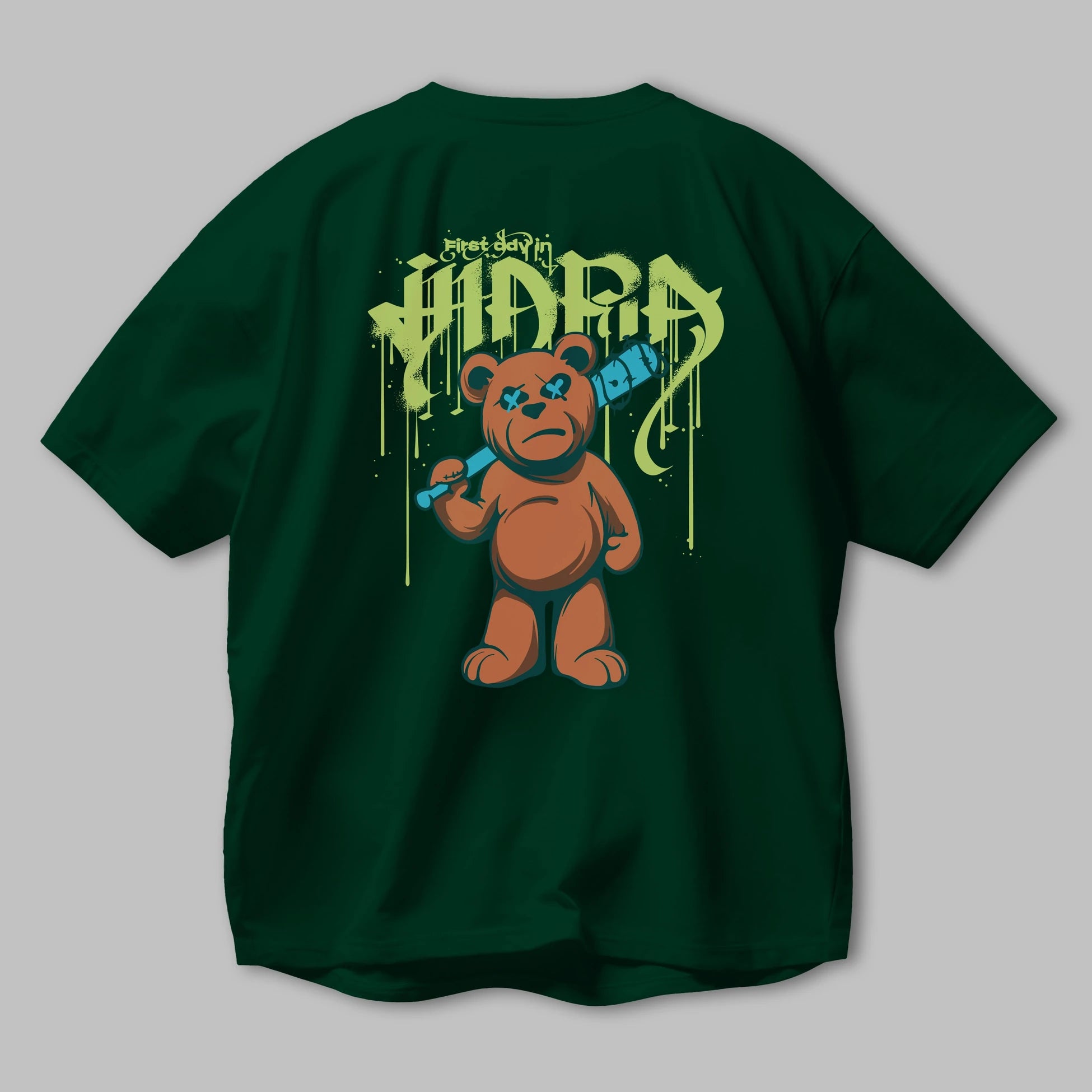 Hidra Bear Arka Baskılı Oversize t-shirt Erkek Kadın Unisex