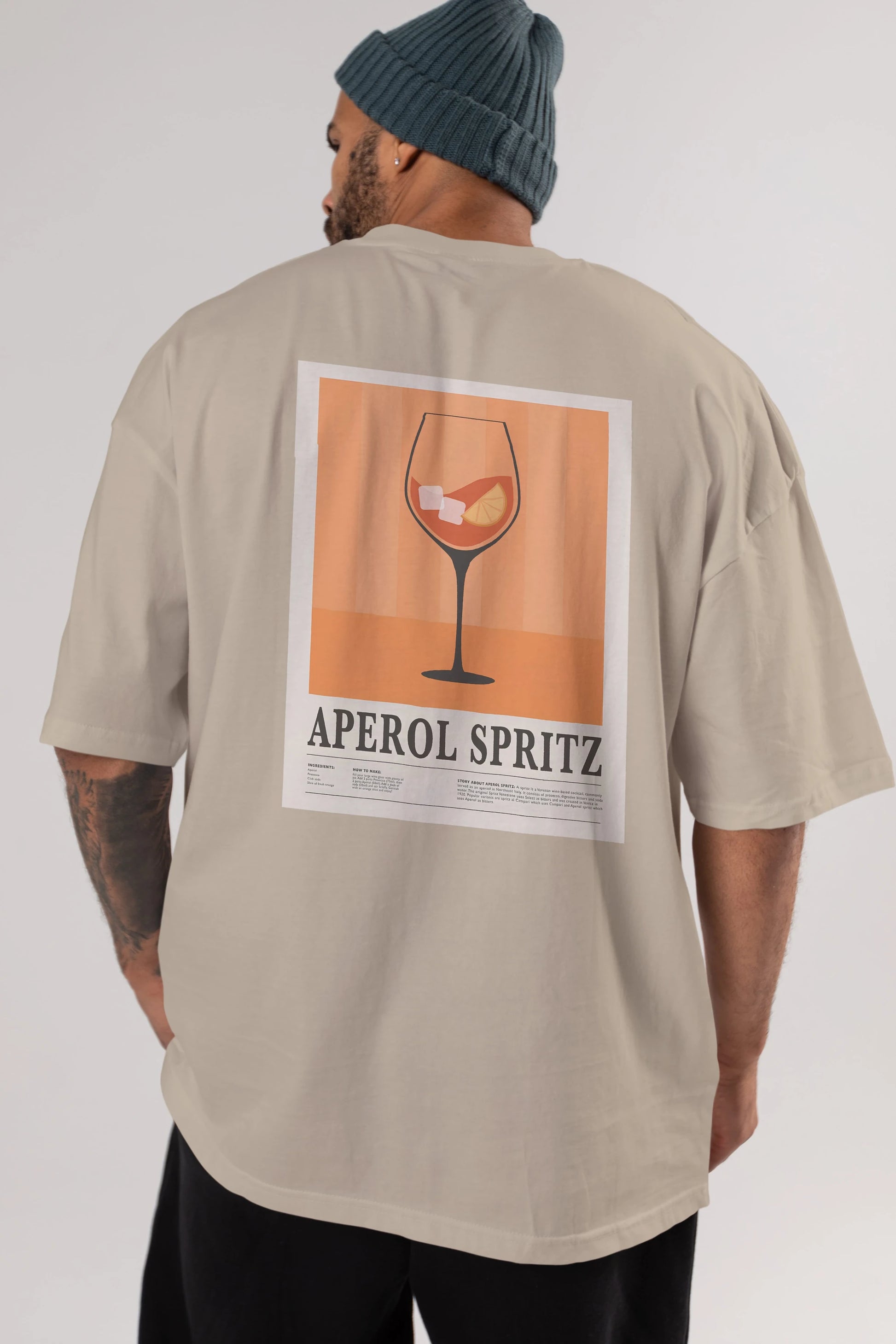 Aperol Spritz 8 Arka Baskılı Oversize t-shirt Erkek Kadın Unisex %100 Pamuk Bisiklet Yaka tişort