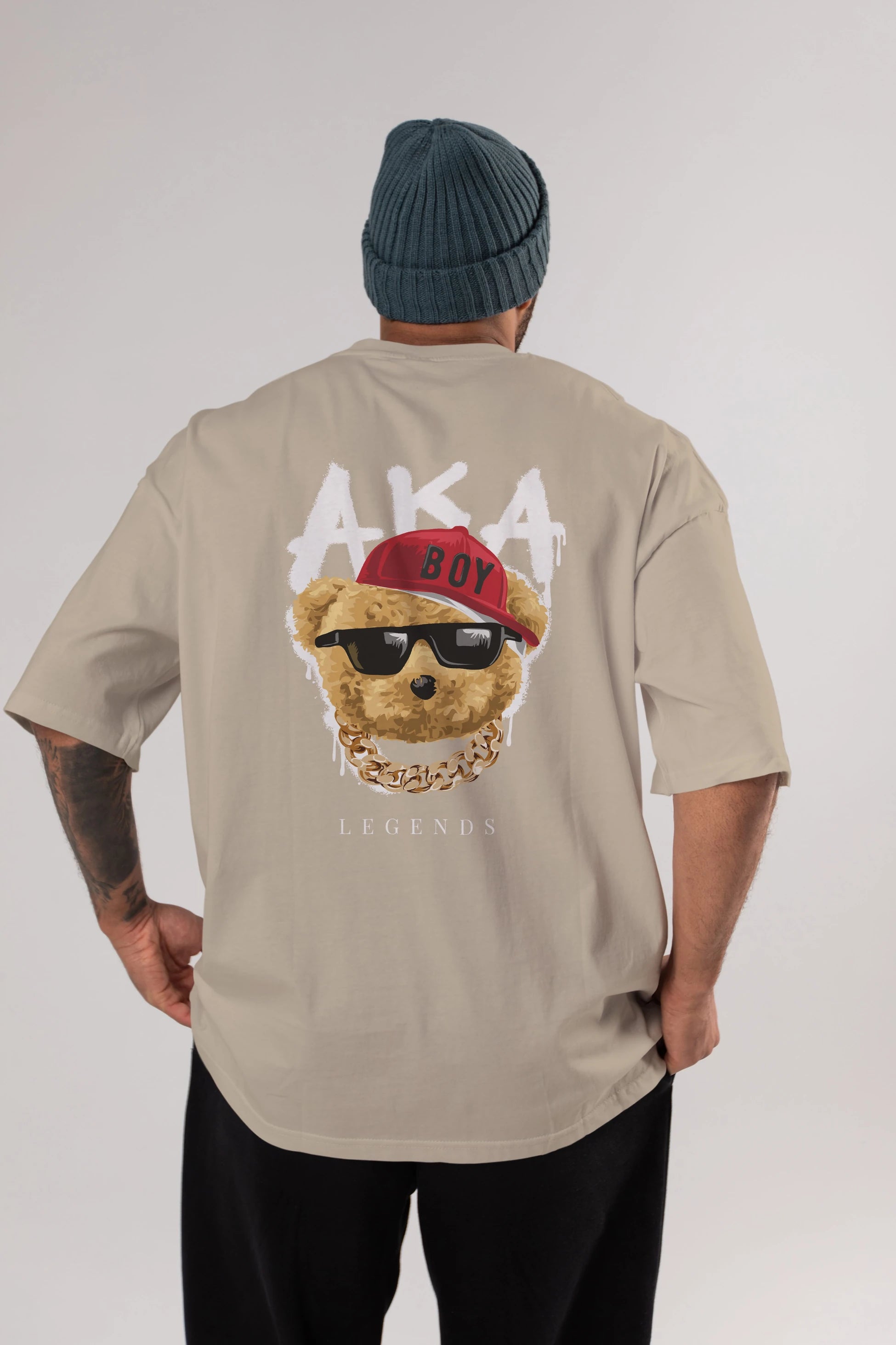 Teddy Bear Legends Arka Baskılı Oversize t-shirt Erkek Kadın Unisex %100 Pamuk