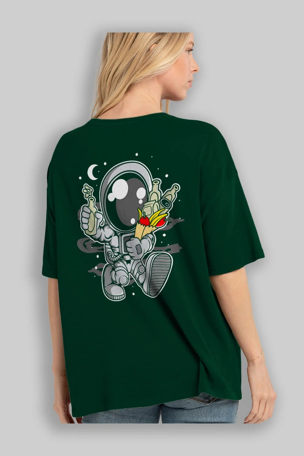 Astronaut Grochery Arka Baskılı Oversize t-shirt Erkek Kadın Unisex