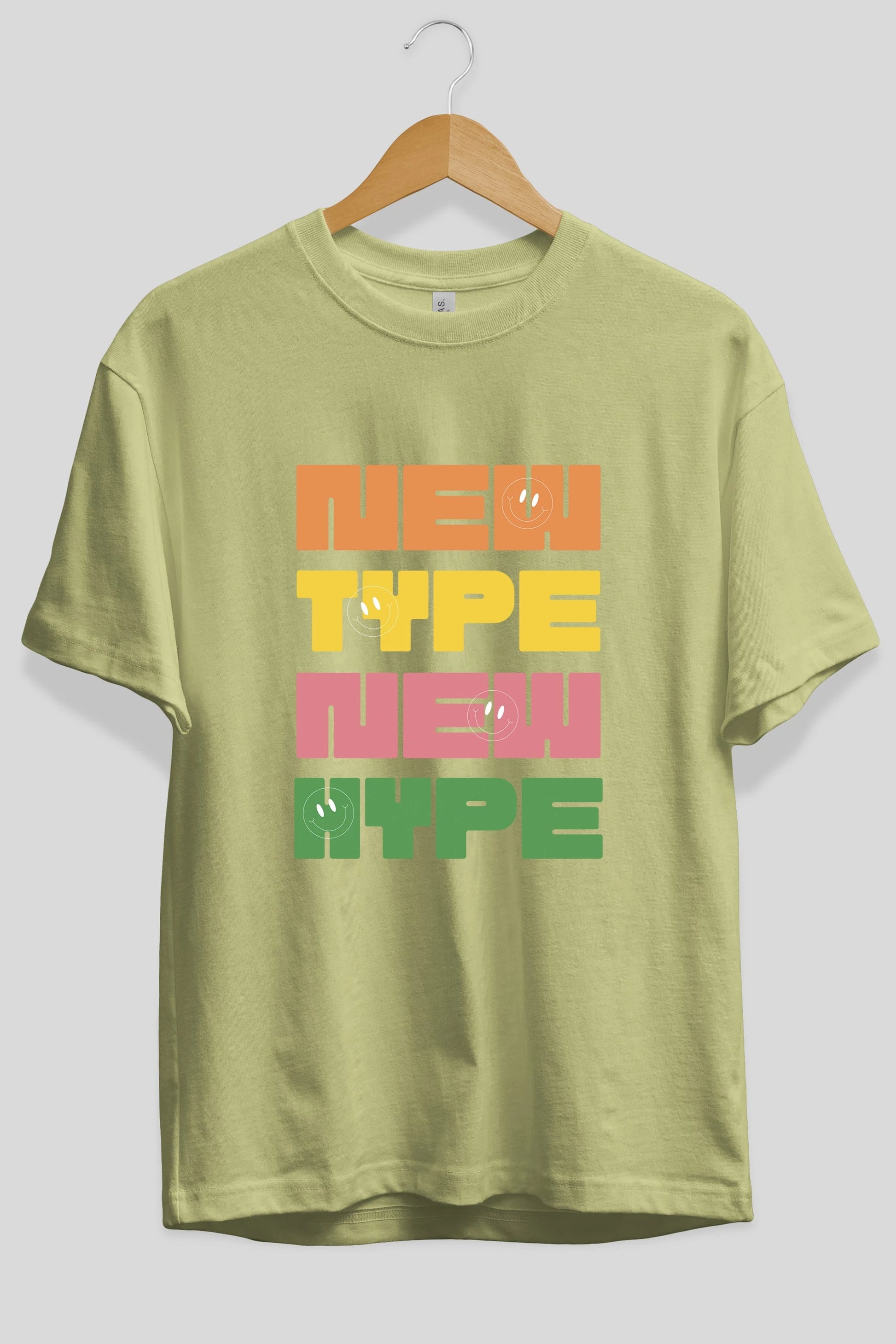 New Type New Hype Yazılı Ön Baskılı Oversize t-shirt Erkek Kadın Unisex