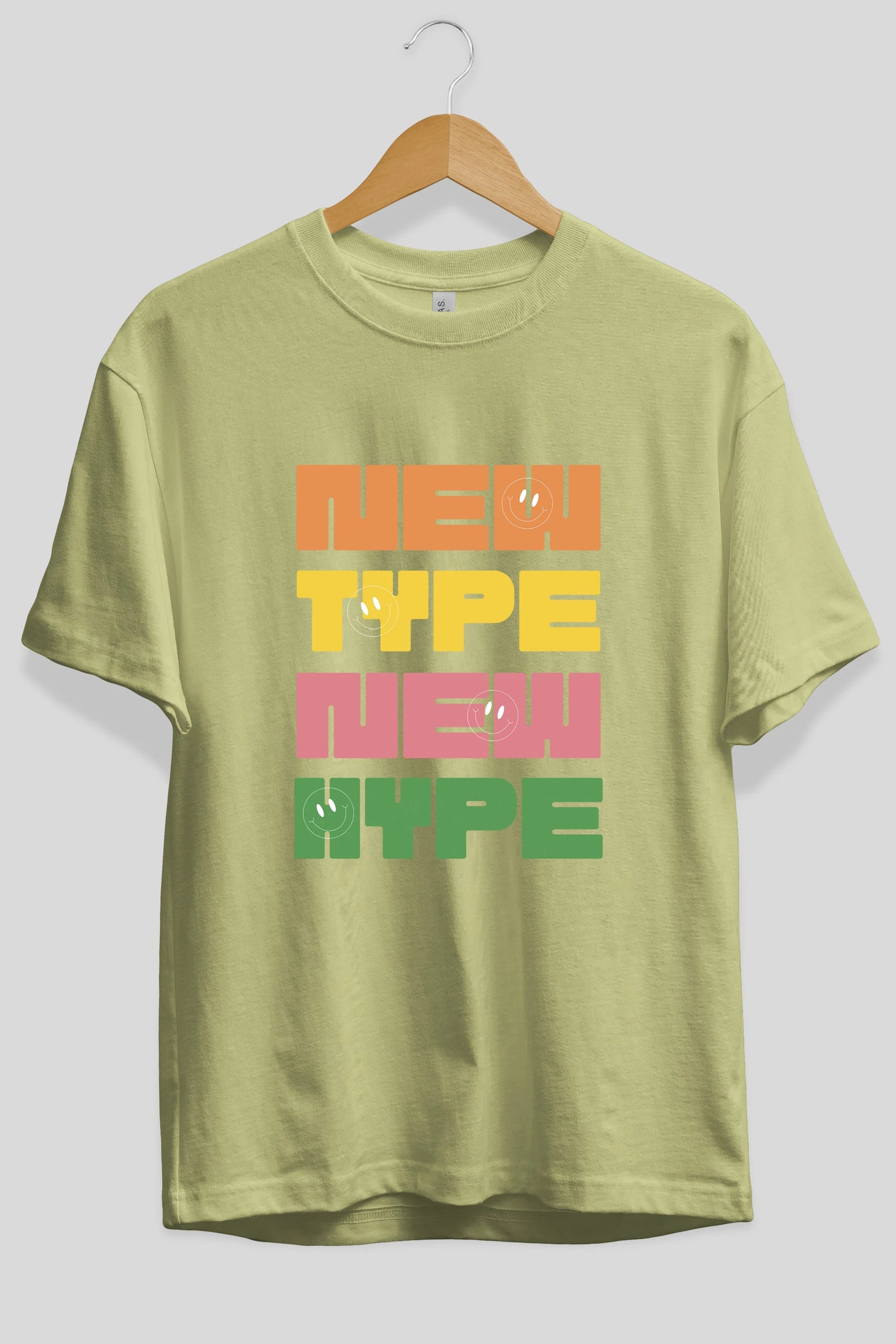 New Type New Hype Yazılı Ön Baskılı Oversize t-shirt Erkek Kadın Unisex
