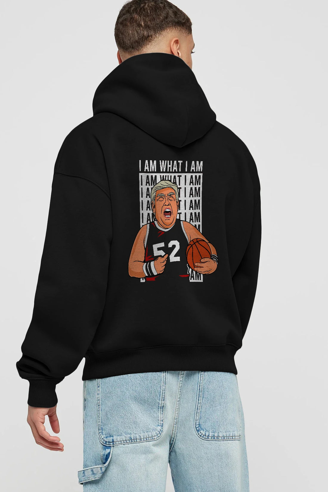 Trump Basketball Arka Baskılı Hoodie Oversize Kapüşonlu Sweatshirt Erkek Kadın Unisex