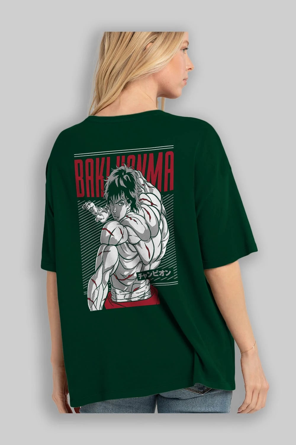 BAKI HANMA Anime Arka Baskılı Oversize t-shirt Erkek Kadın Unisex
