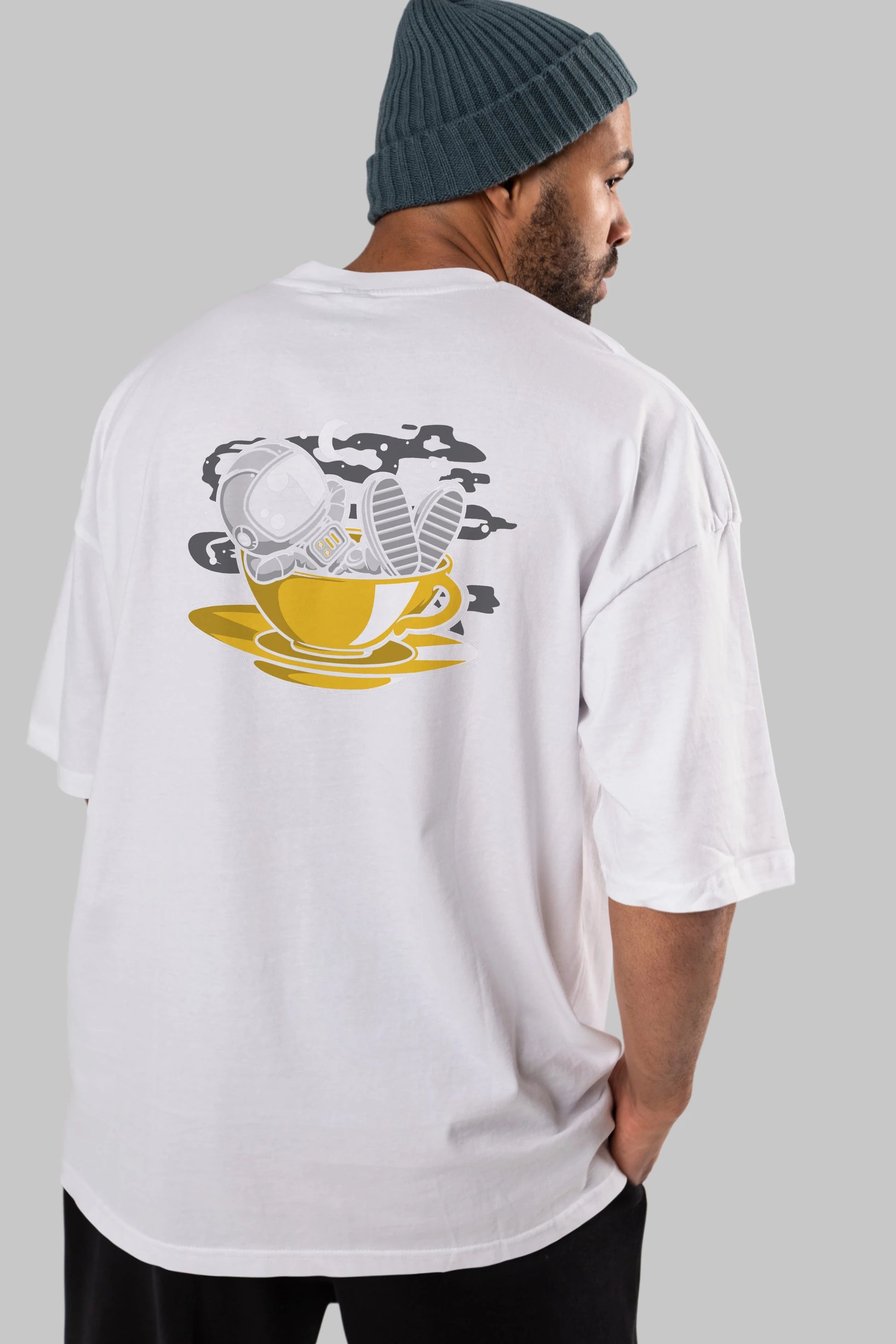 Astronaut Relax Arka Baskılı Oversize t-shirt Erkek Kadın Unisex