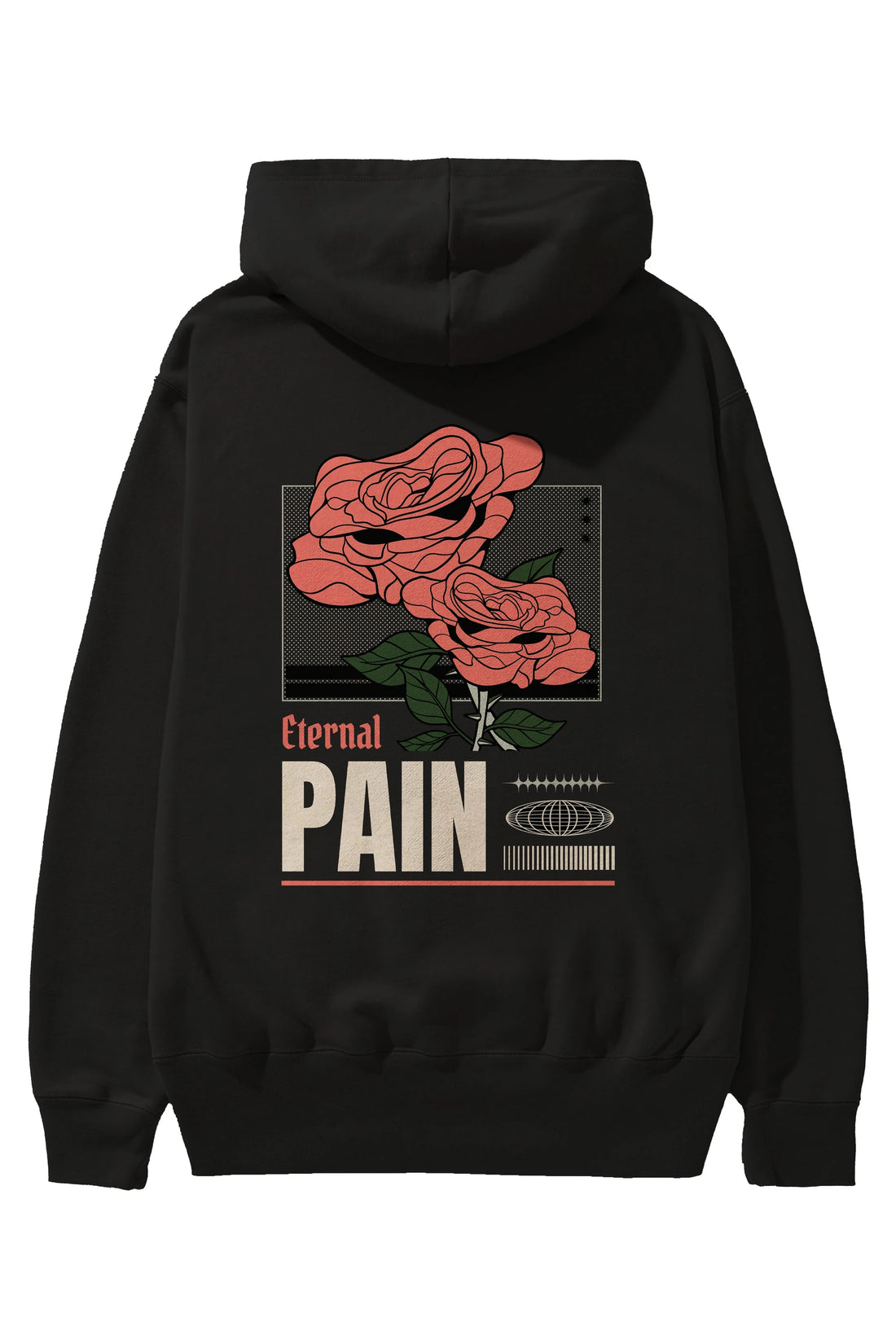 Eternal Pain Arka Baskılı Hoodie Oversize Kapüşonlu Sweatshirt Erkek Kadın Unisex