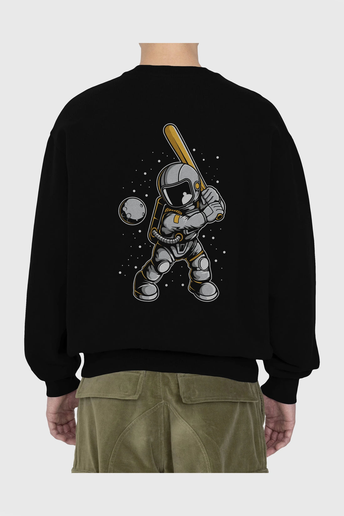 Astronaut Baseball Arka Baskılı Oversize Sweatshirt Erkek Kadın Unisex