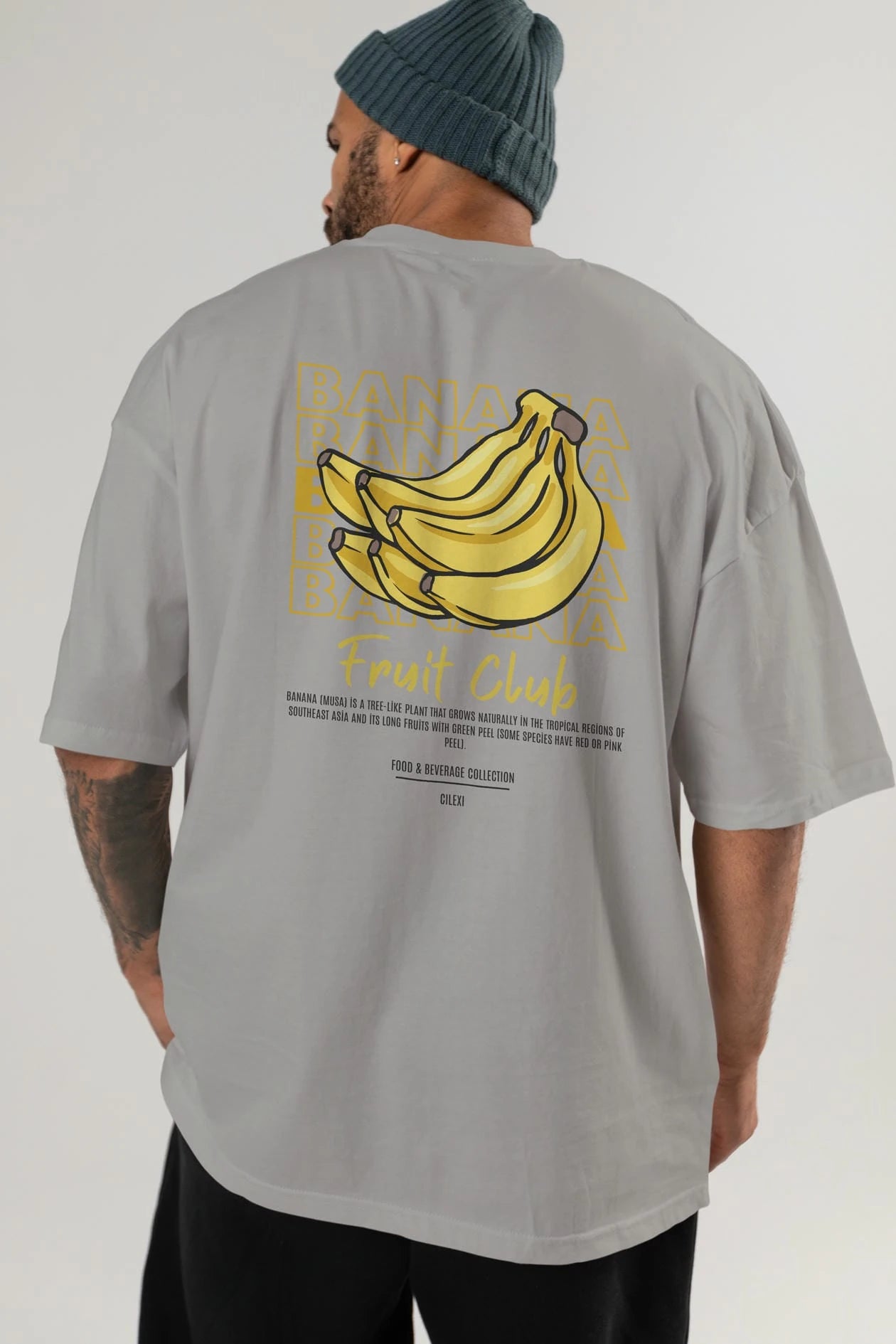 Banana Arka Baskılı Oversize t-shirt Erkek Kadın Pamuk Bisiklet Yaka tişort