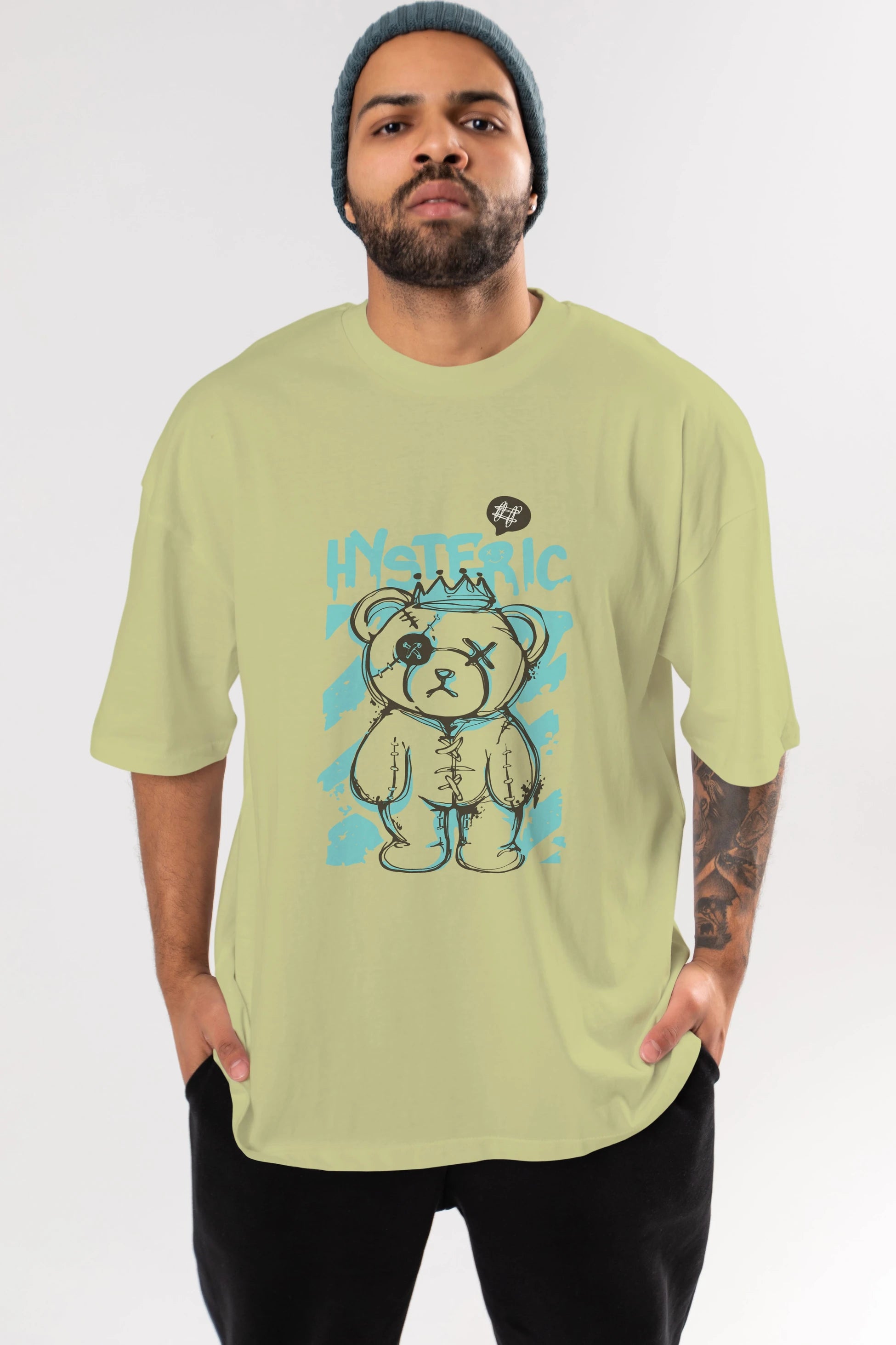 Hysteric Bear Ön Baskılı Oversize t-shirt Erkek Kadın Unisex