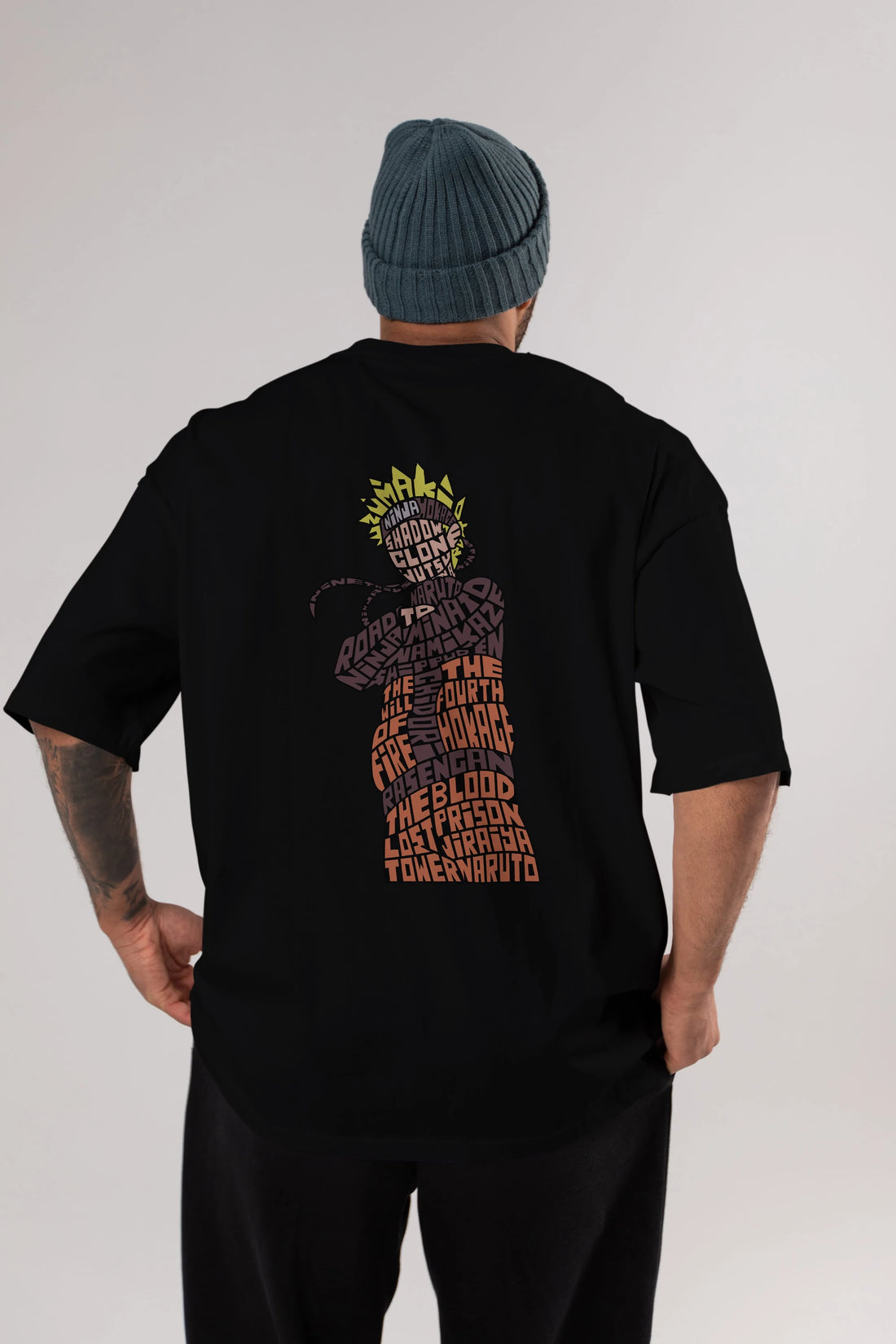 Rasengan Arka Baskılı Oversize t-shirt %100 pamuk Erkek Kadın Unisex