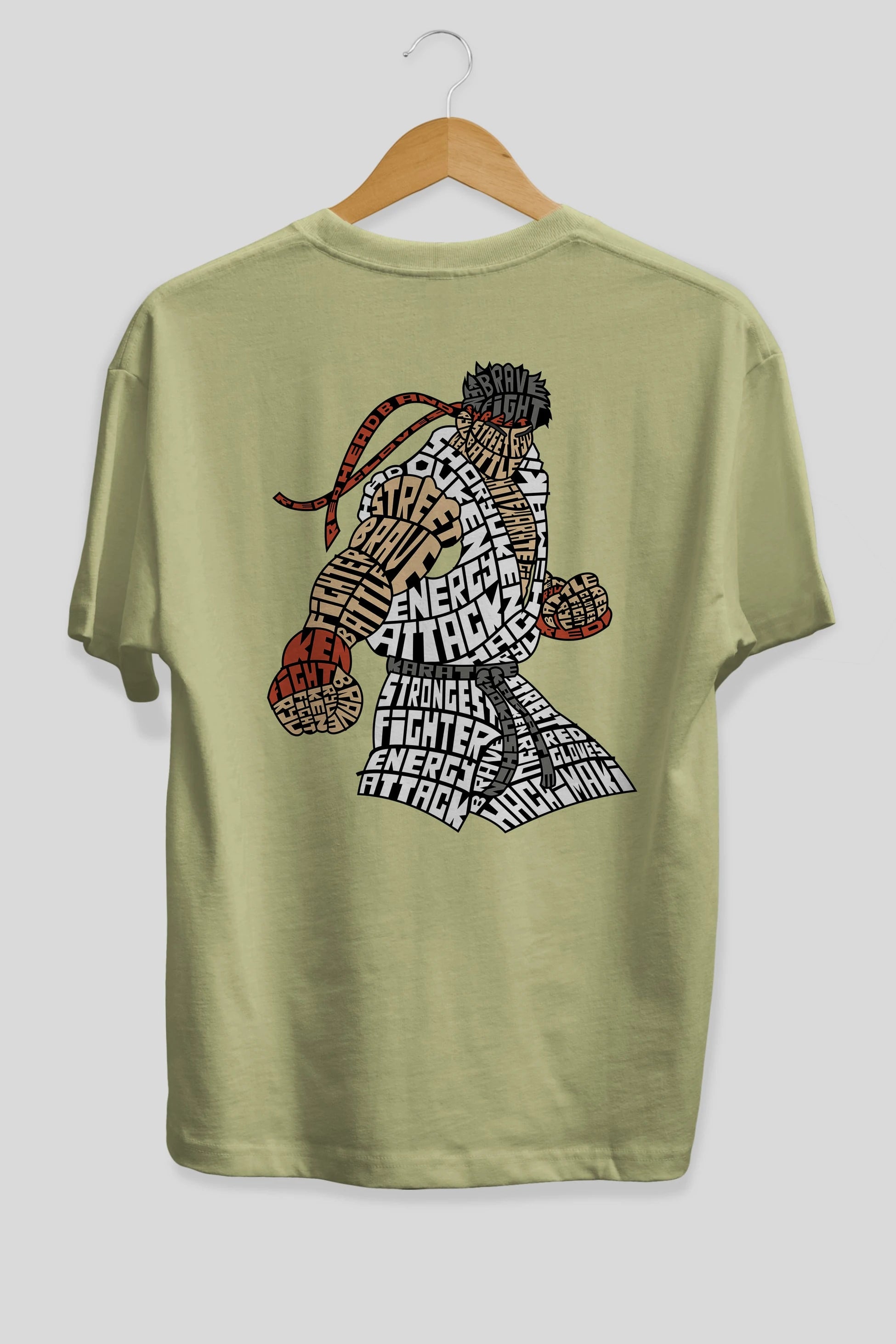 Hadouken Arka Baskılı Oversize t-shirt %100 pamuk Erkek Kadın Unisex