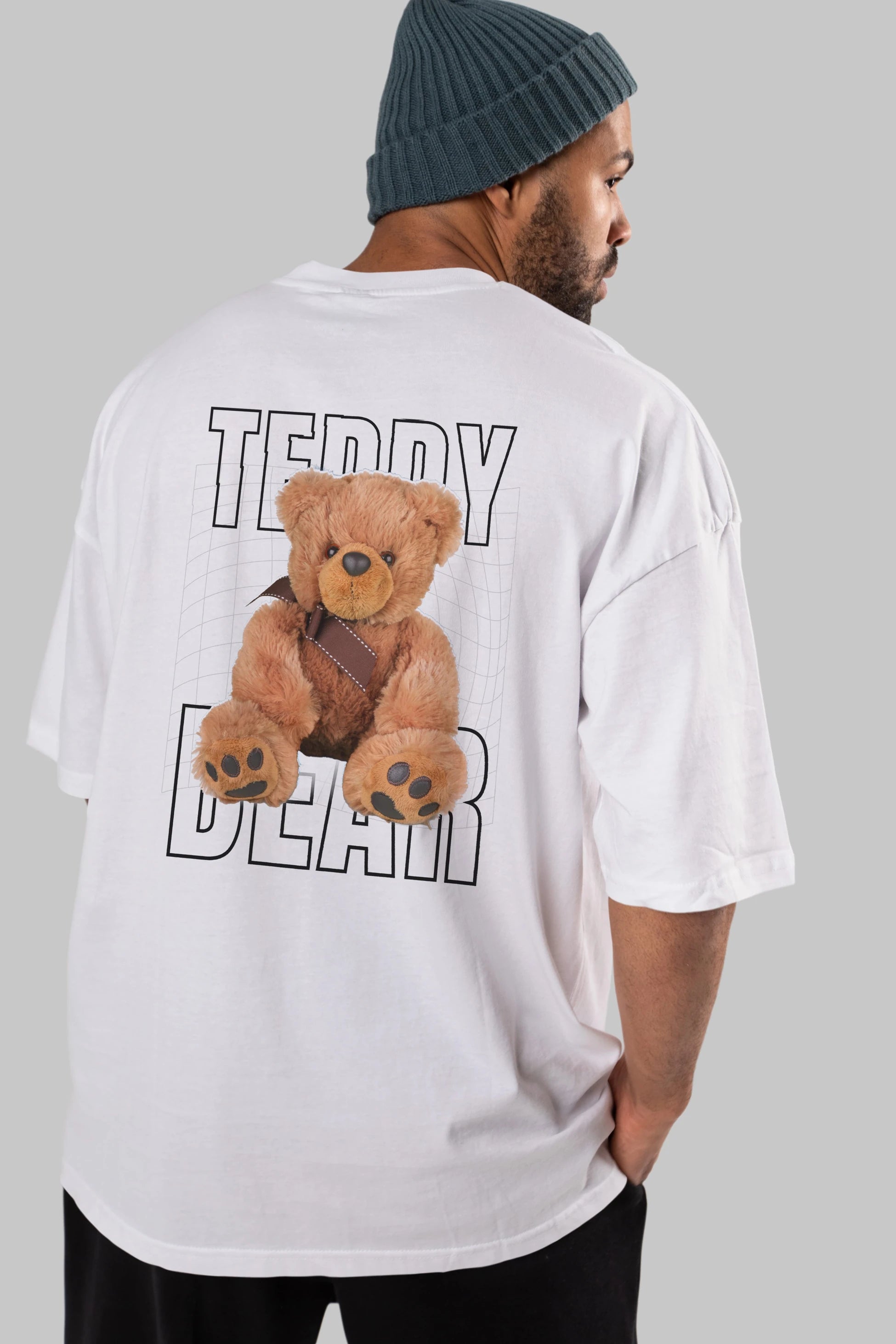 Teddy Bear Yazılı Arka Baskılı Oversize t-shirt Erkek Kadın Unisex %100 Pamuk