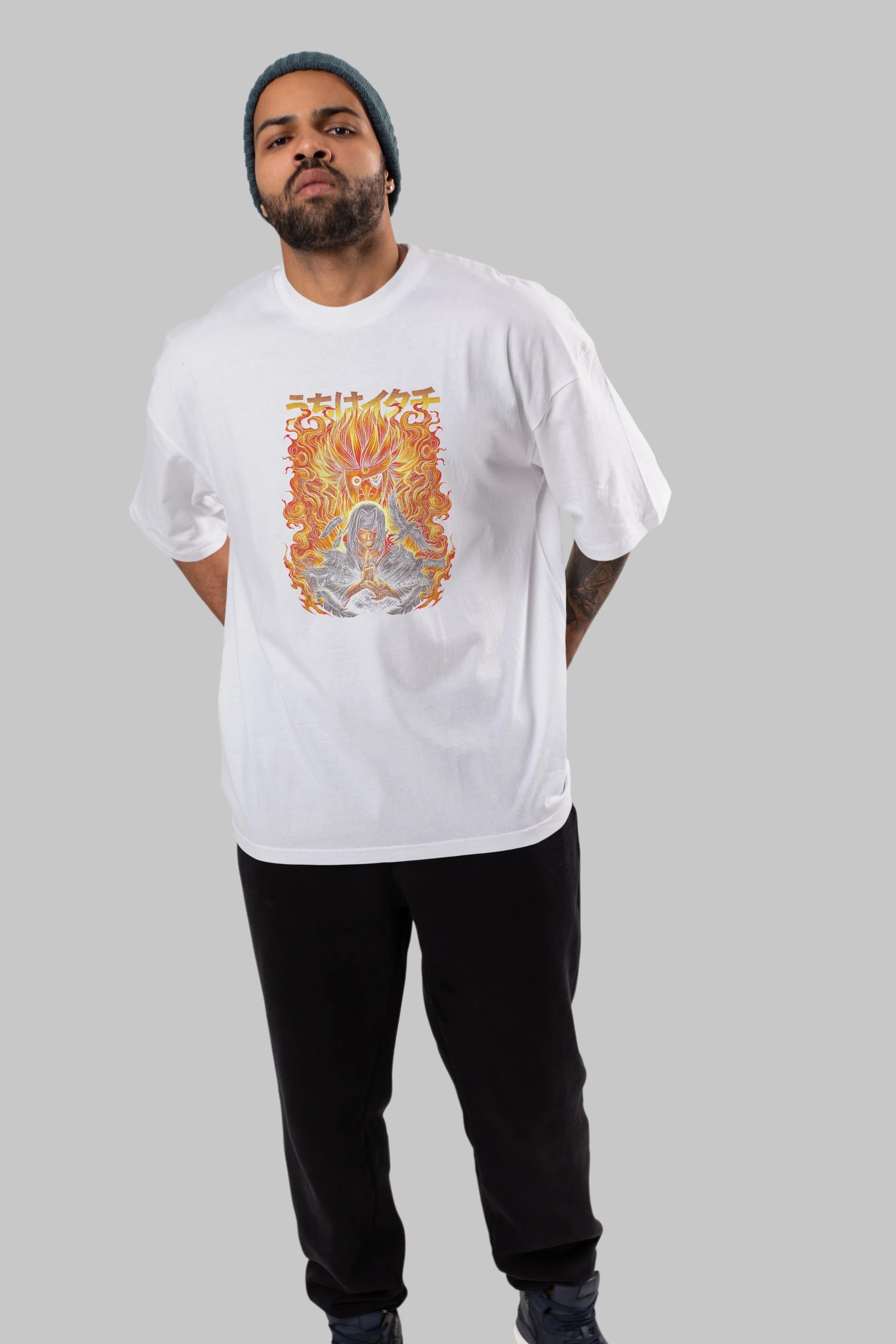 NARUTO ITACHI UCHIHA Anime Ön Baskılı Oversize t-shirt %100 pamuk Erkek Kadın Unisex