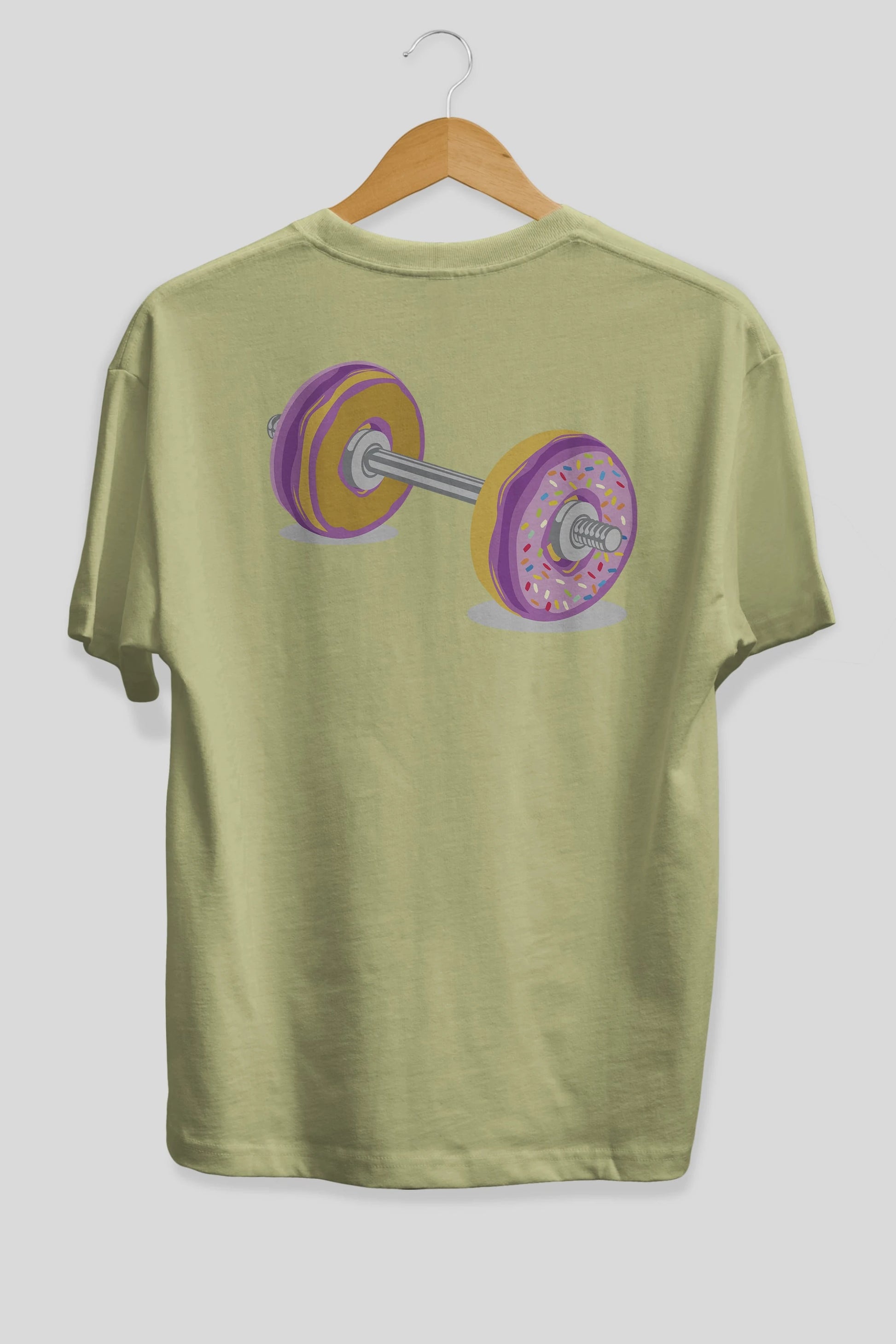 Donut Barbell Arka Baskılı Oversize t-shirt %100 pamuk Erkek Kadın Unisex