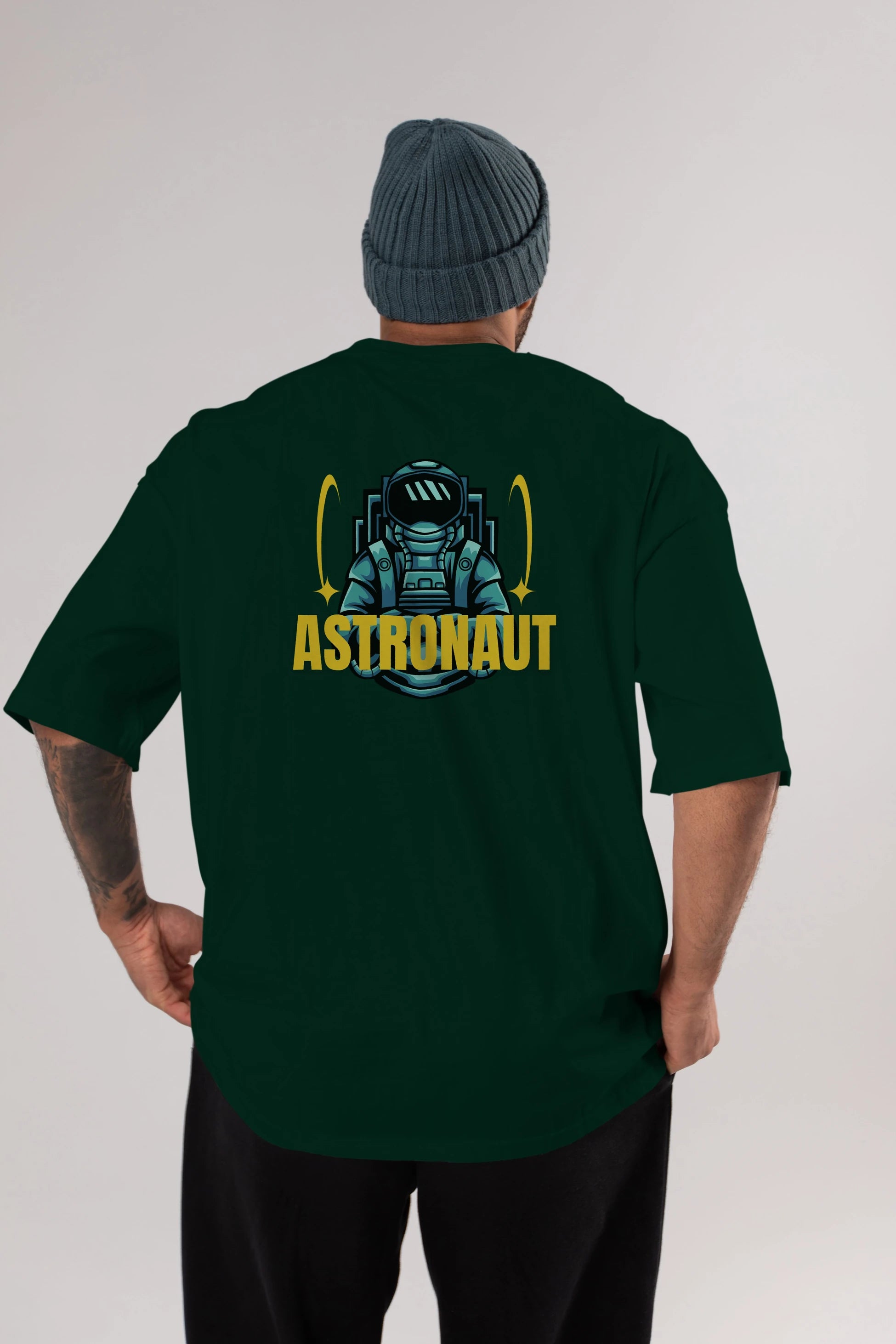 Astronaut Arka Baskılı Oversize t-shirt Erkek Kadın Unisex