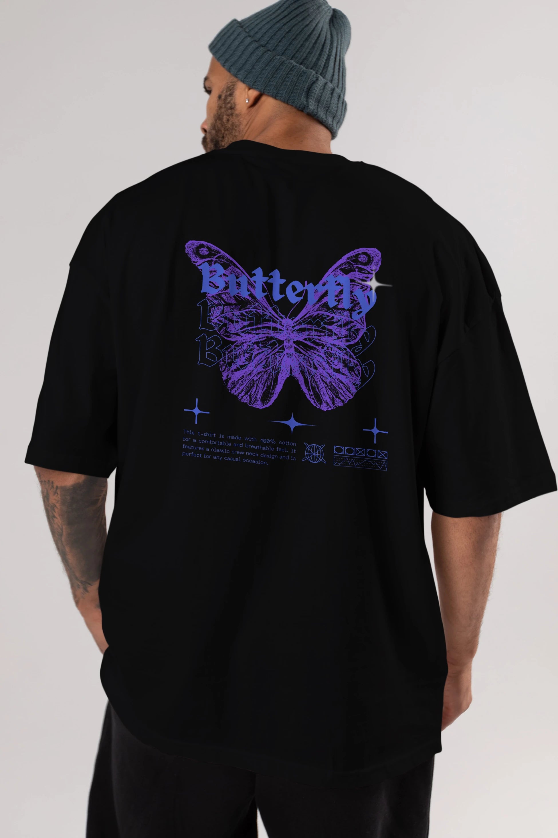 Butterfly Streetwear Arka Baskılı Oversize t-shirt Erkek Kadın Unisex