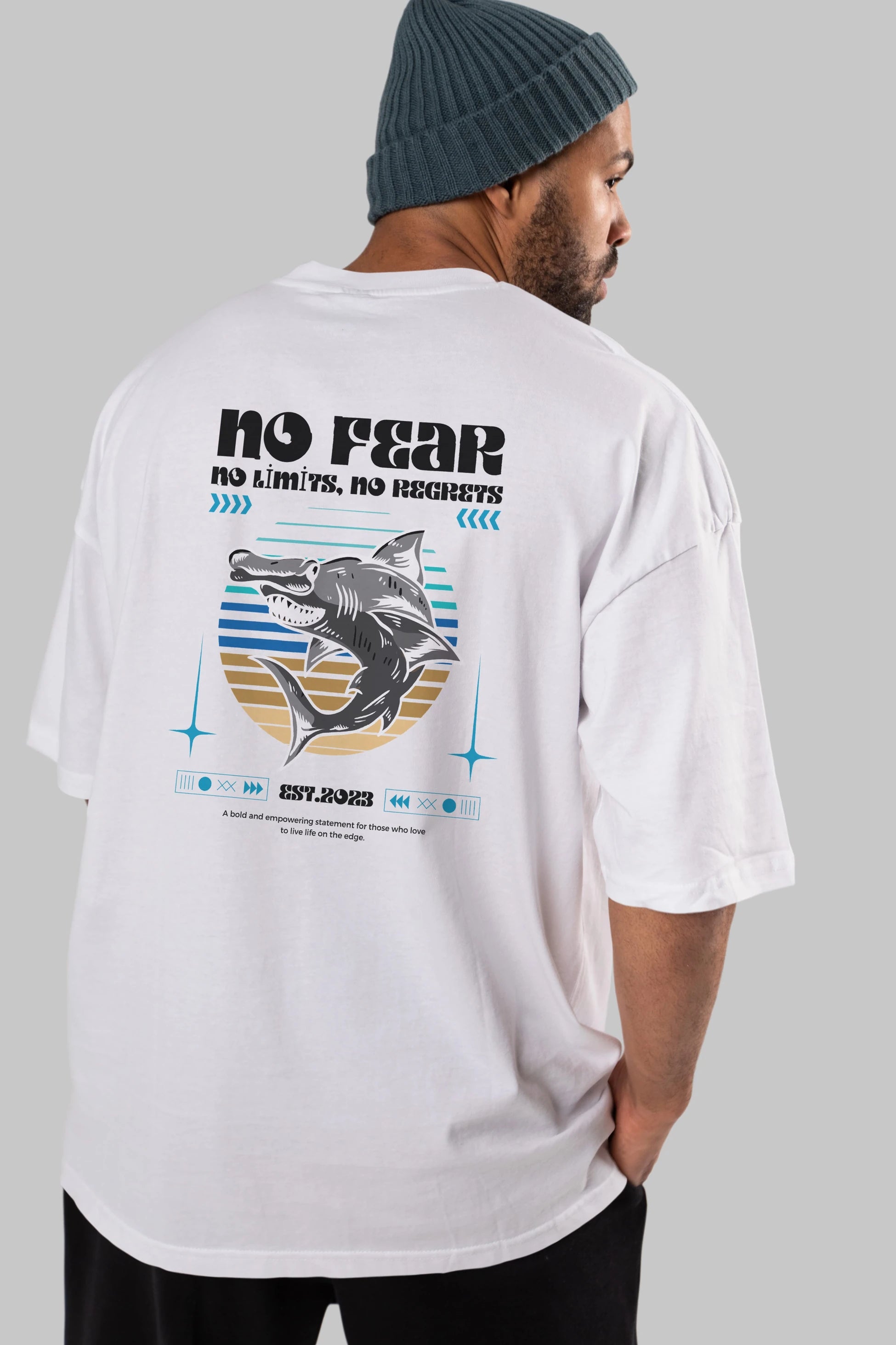 No Fear Yazılı Arka Baskılı Oversize t-shirt Erkek Kadın Unisex