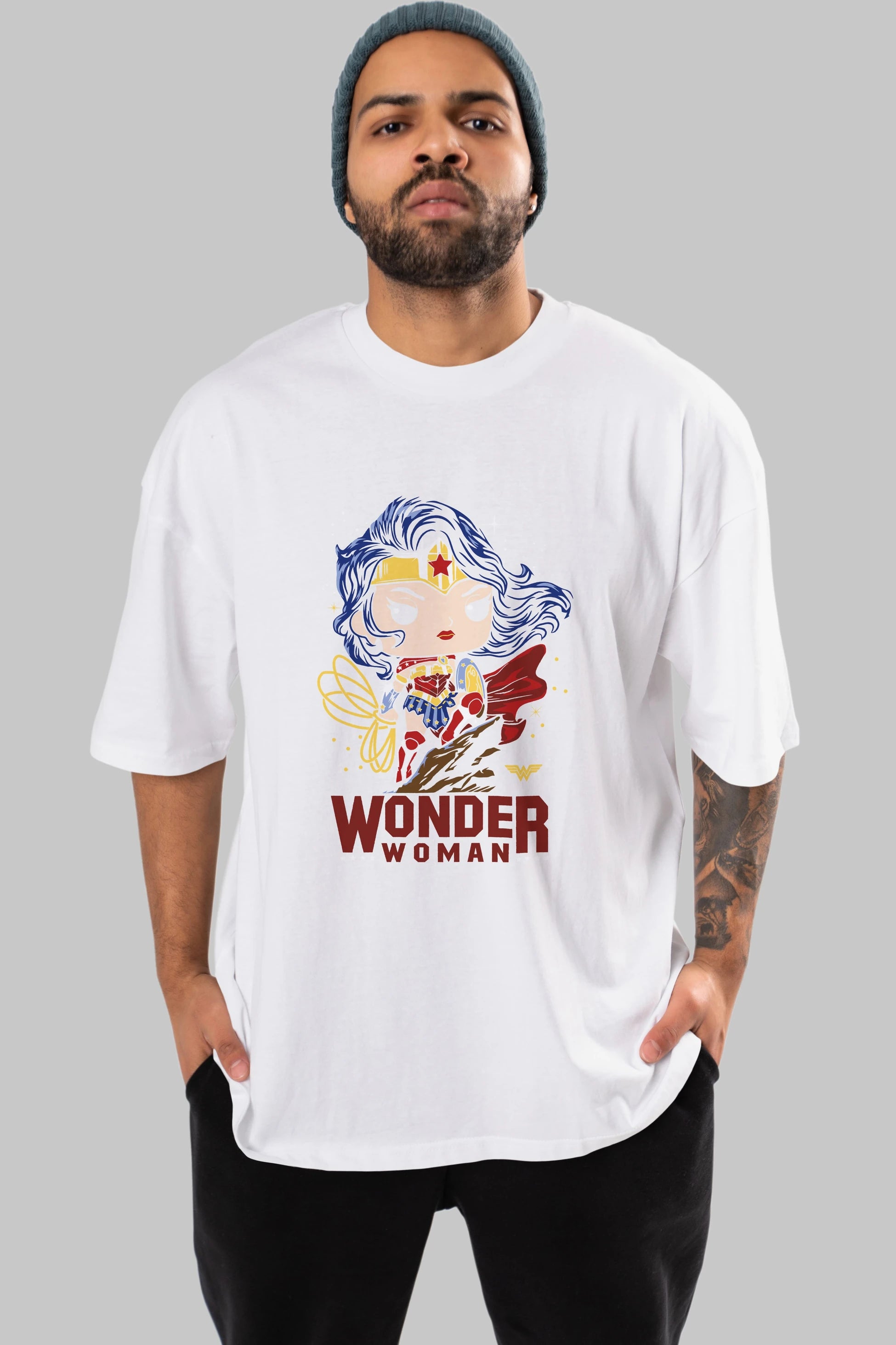 Wonder Woman (2) Ön Baskılı Oversize t-shirt Erkek Kadın Unisex %100 Pamuk Bisiklet Yaka tişort